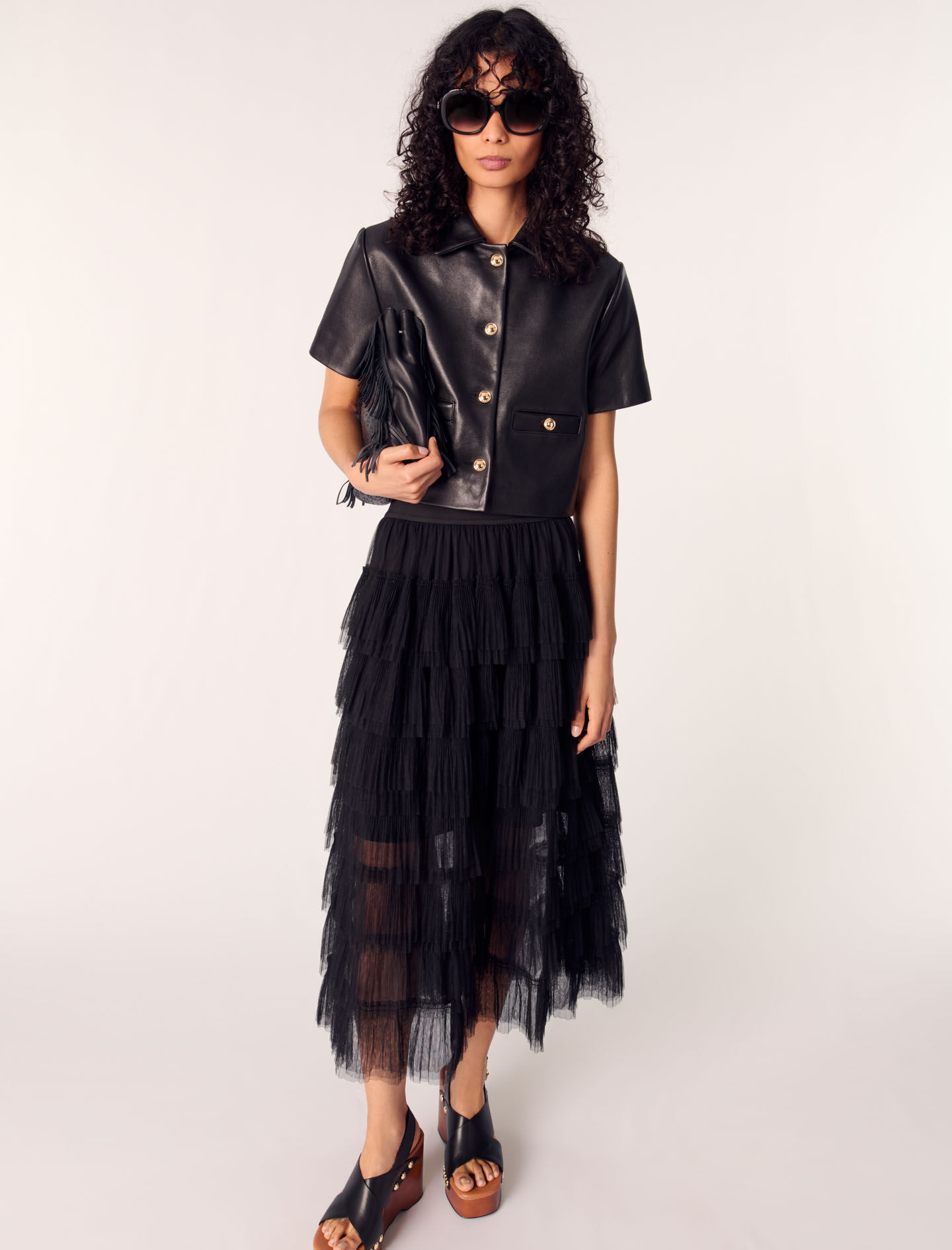 Cropped leather jacket