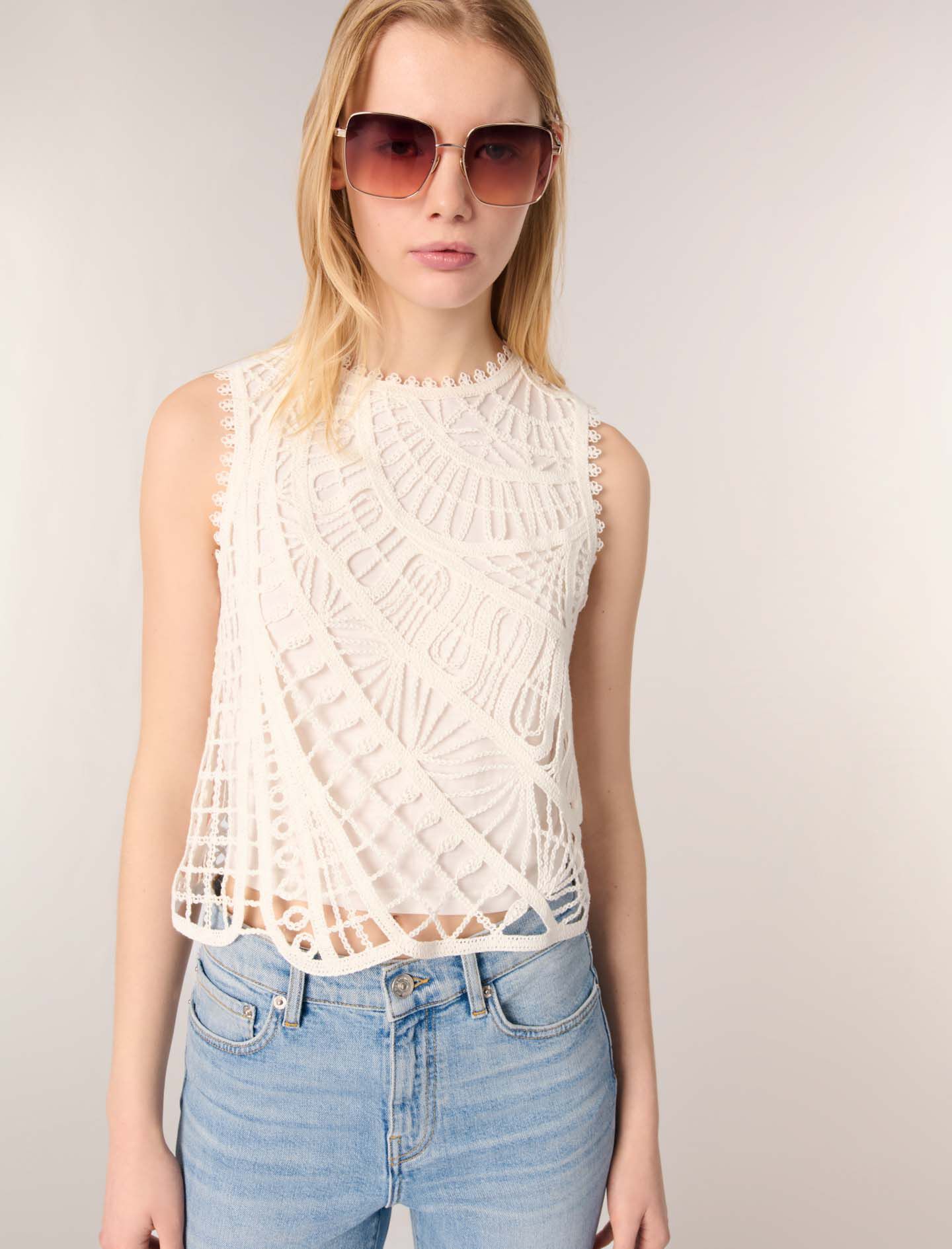 Crochet-knit top