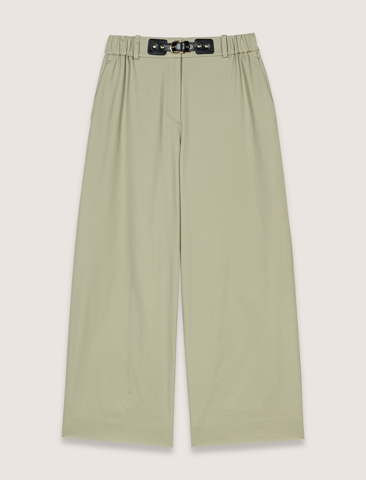 Wide-leg cotton trousers