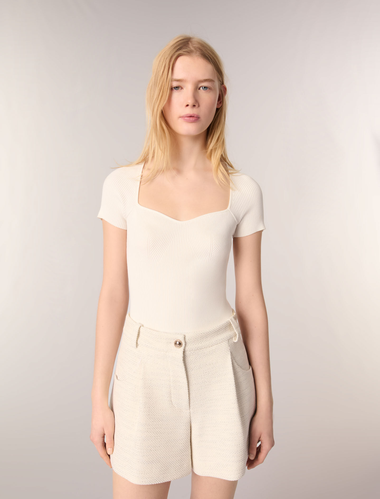 Tweed and lurex shorts