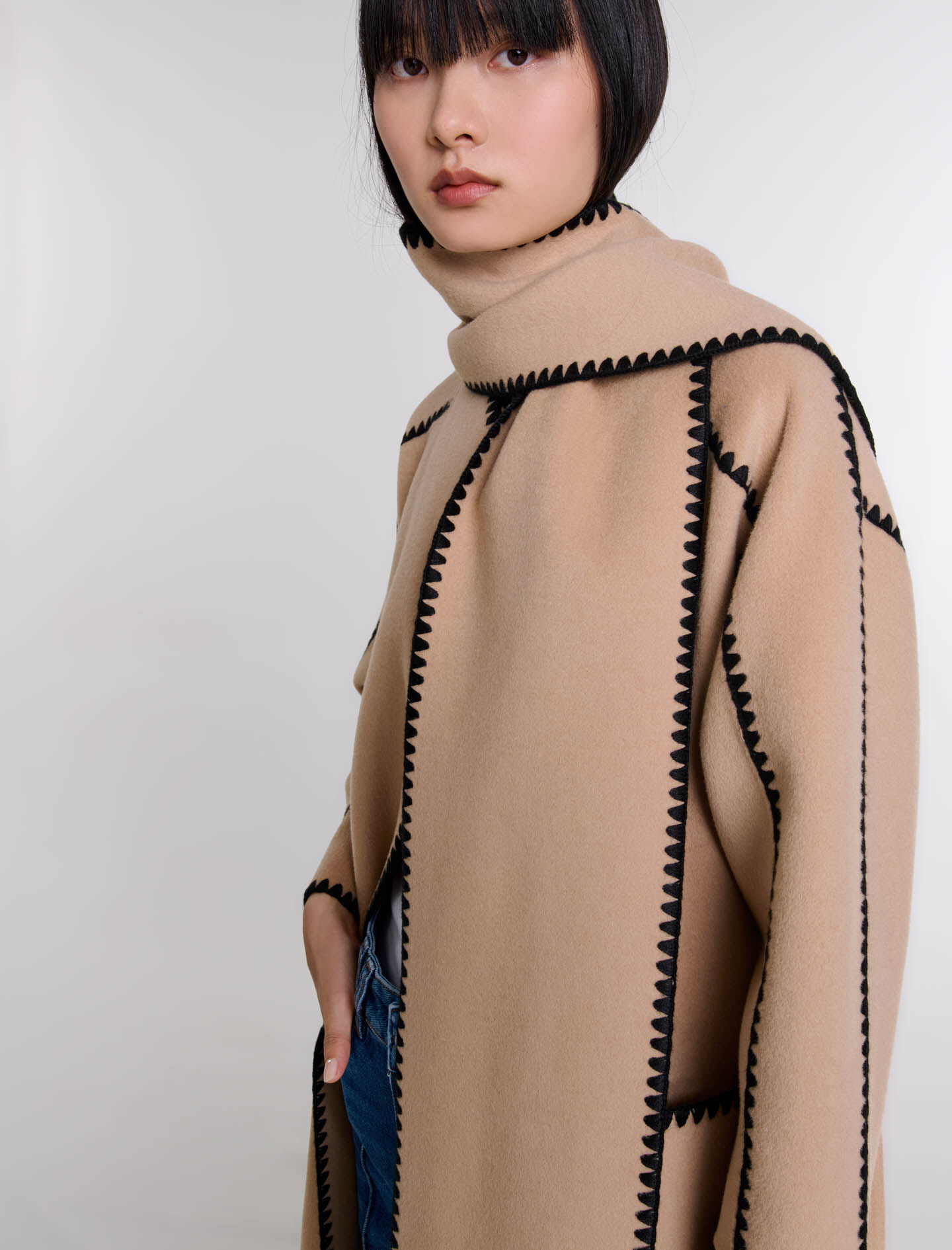 Two-tone double-faced coat