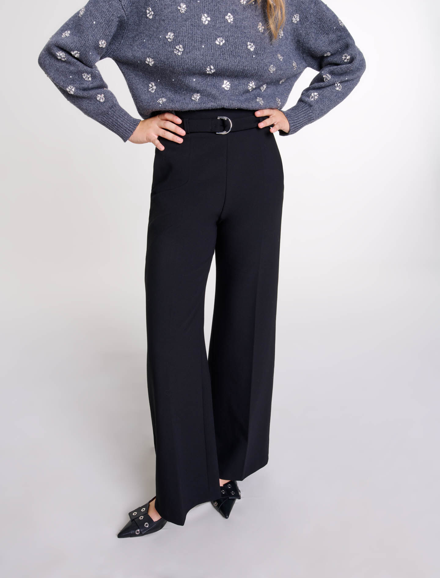 Wide belted trousers