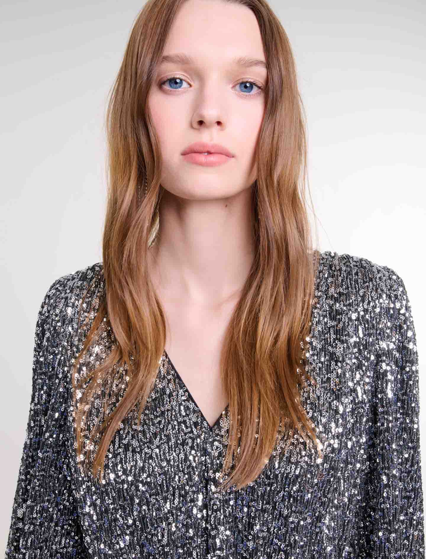 Smocked sequin top