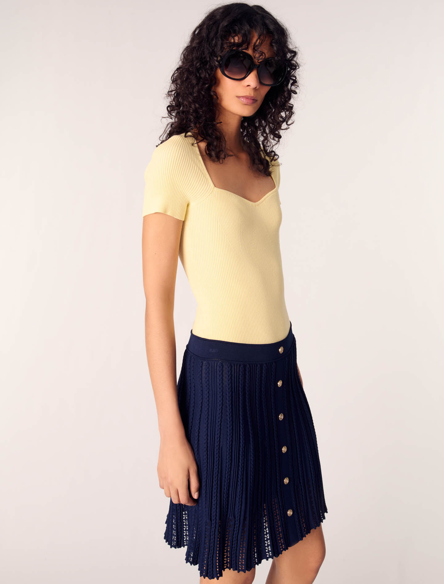 Woven knit short skirt