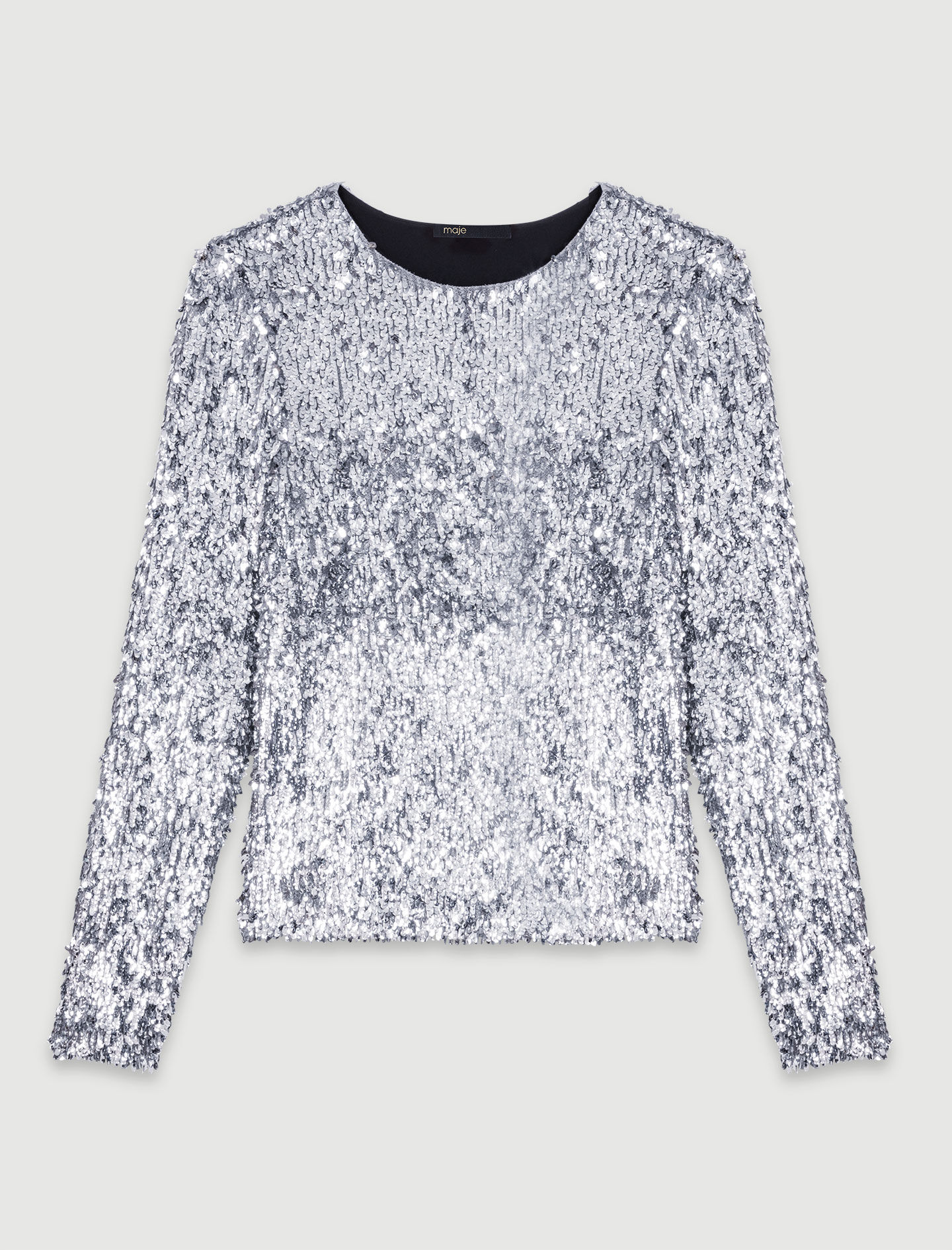 Long-sleeved sequinned top