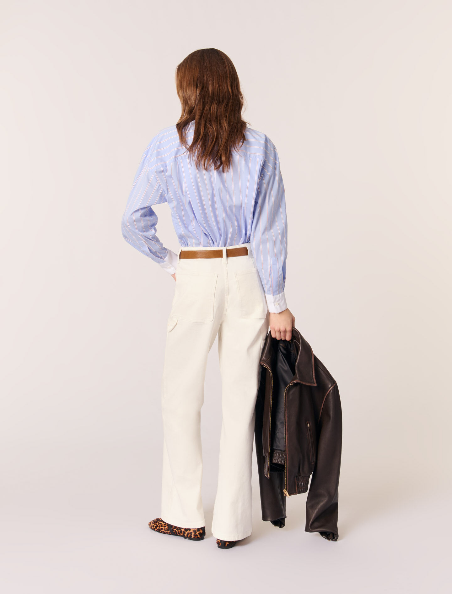 Striped shirt with beaded collar