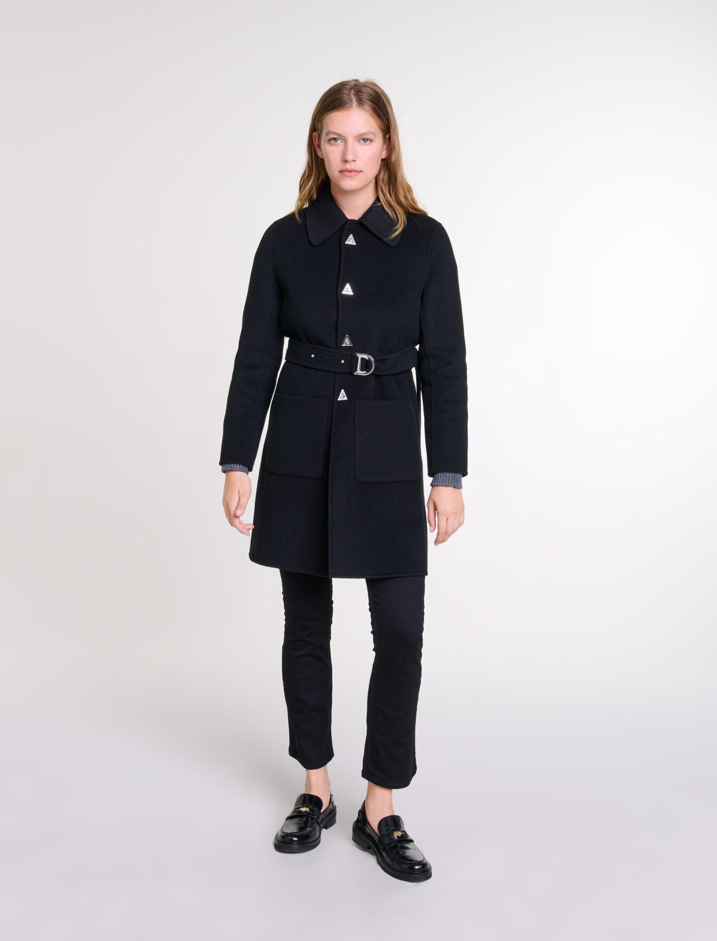 Belted mid-length coat