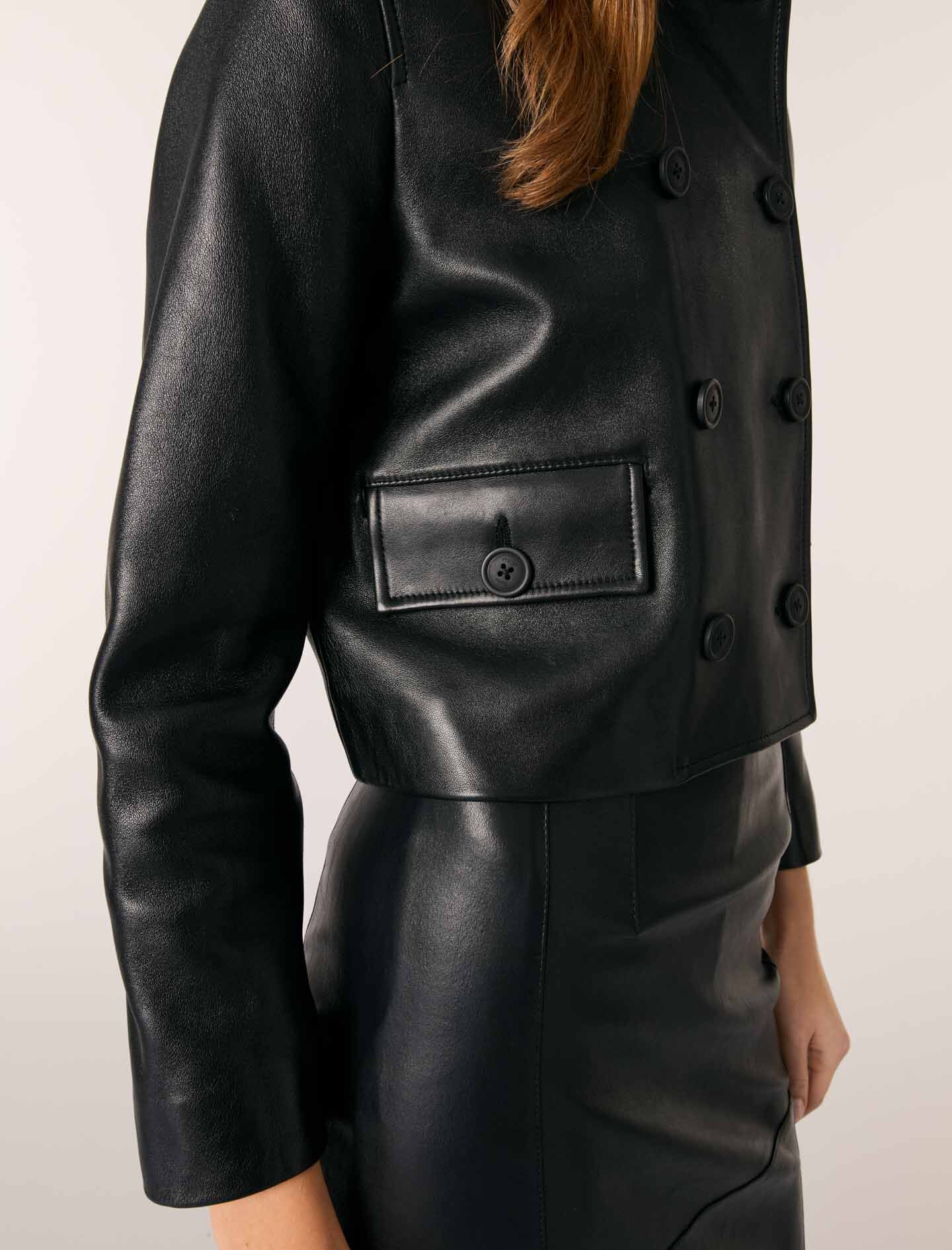 Cropped leather jacket