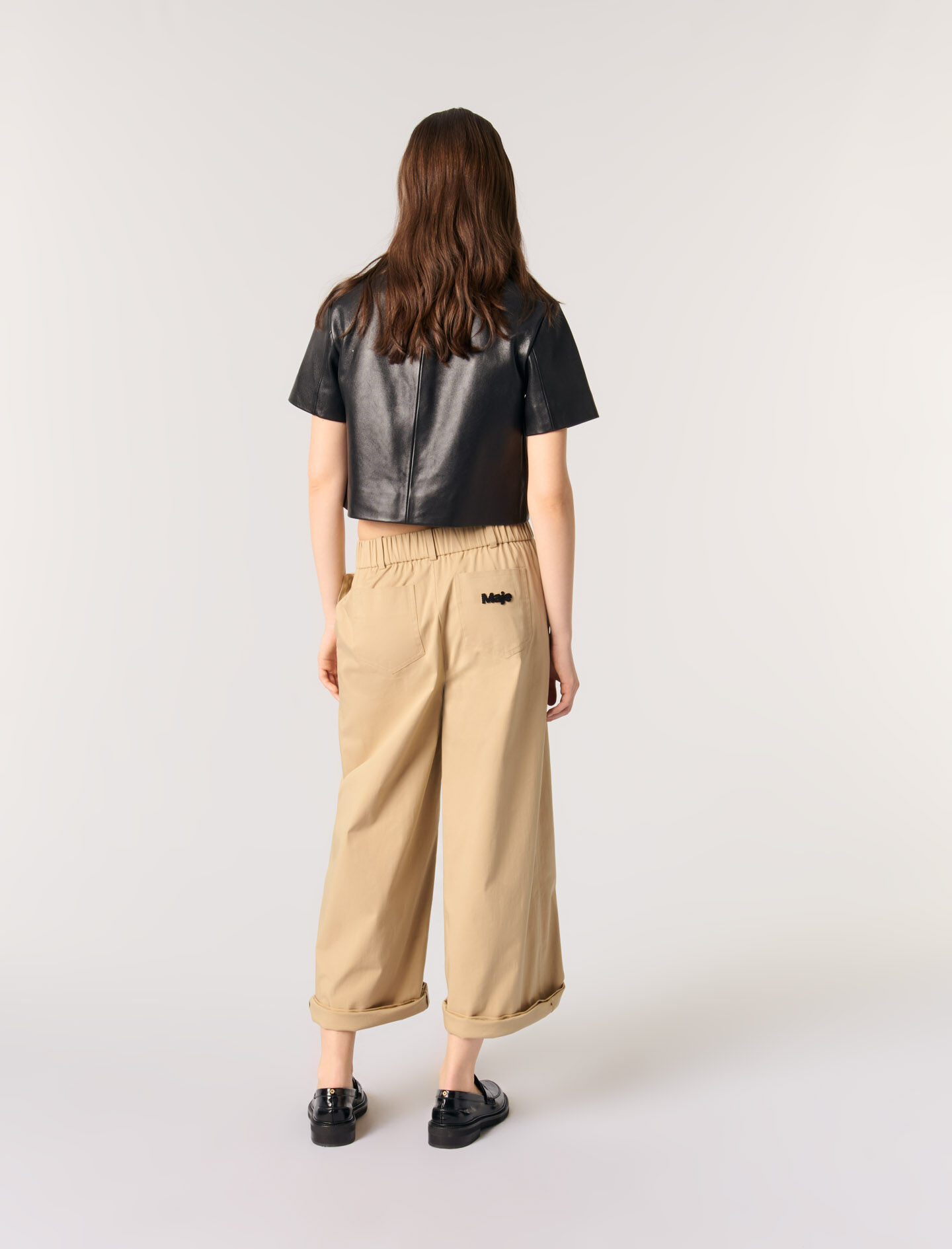 Wide-leg cotton trousers