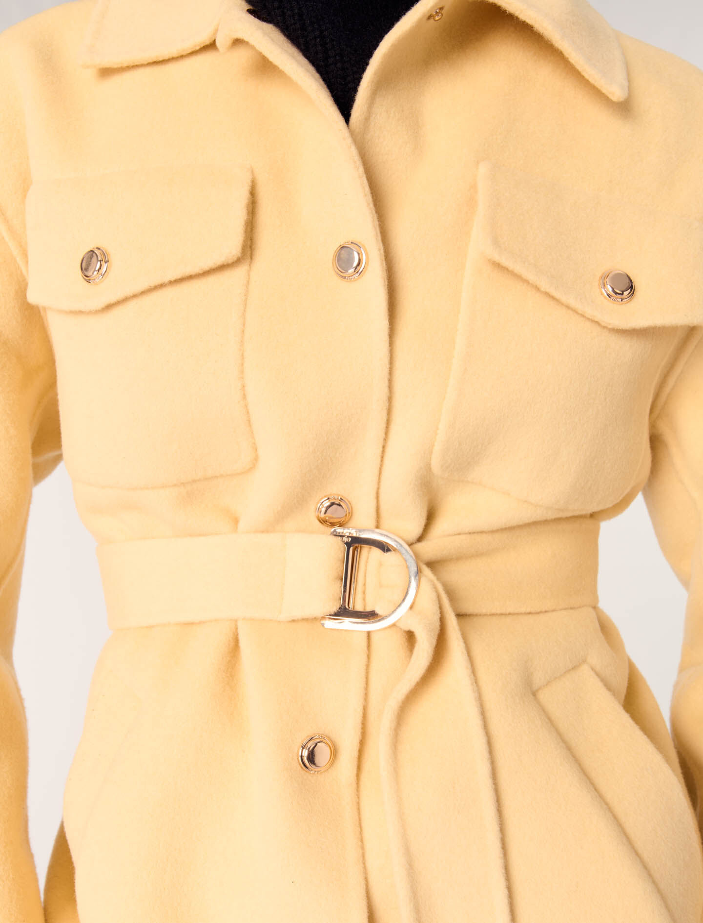 Short double-faced belted coat
