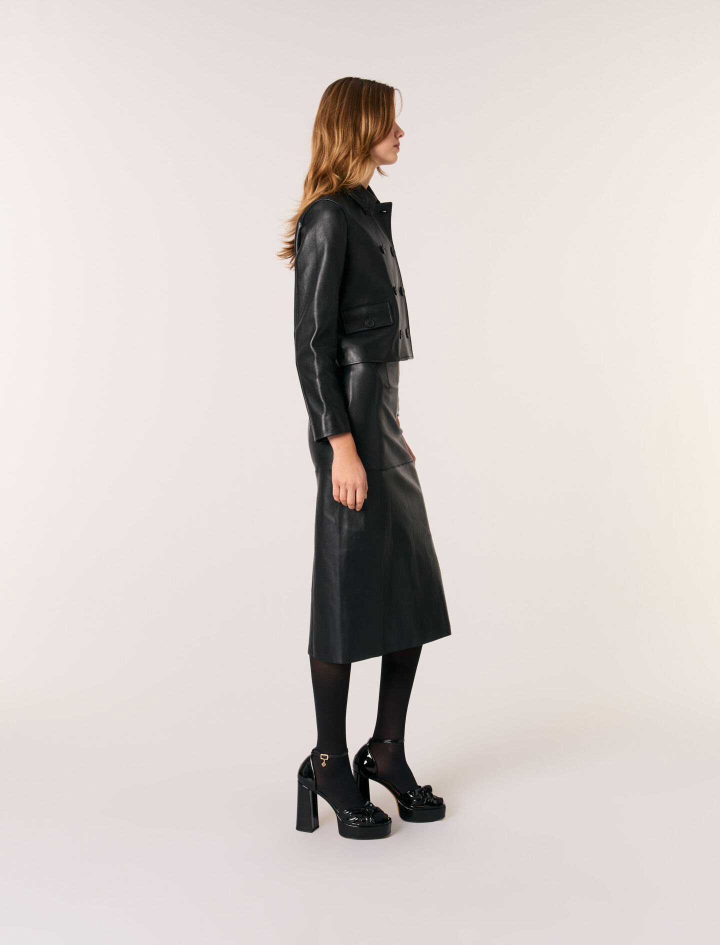 Cropped leather jacket