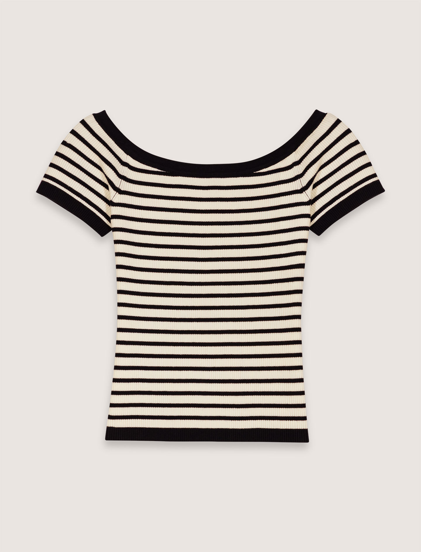 Rib knit top with boat neck