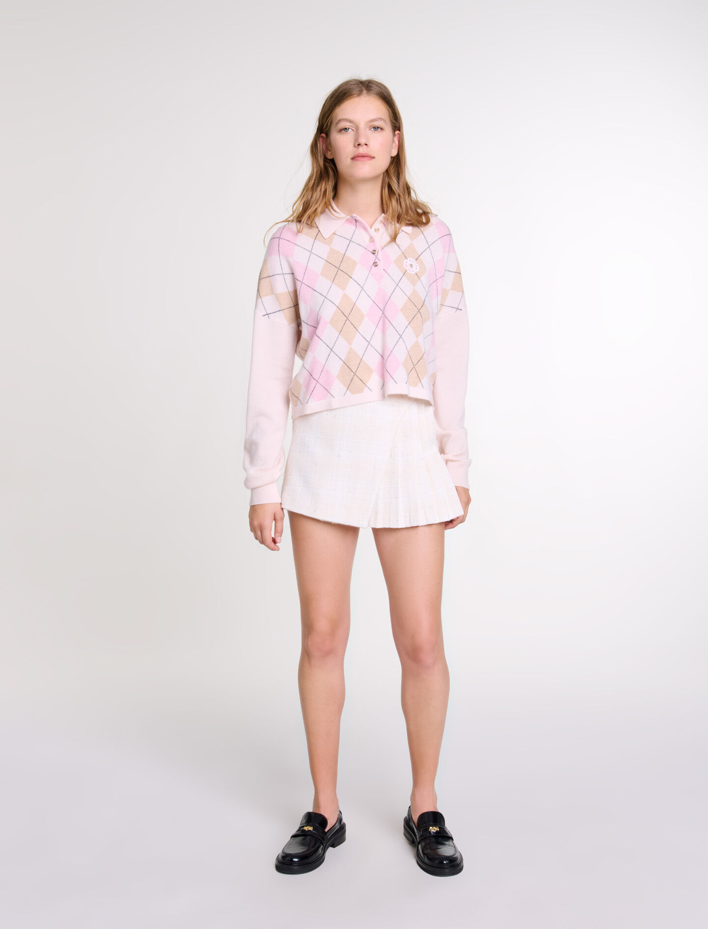 Short wool-blend sweater