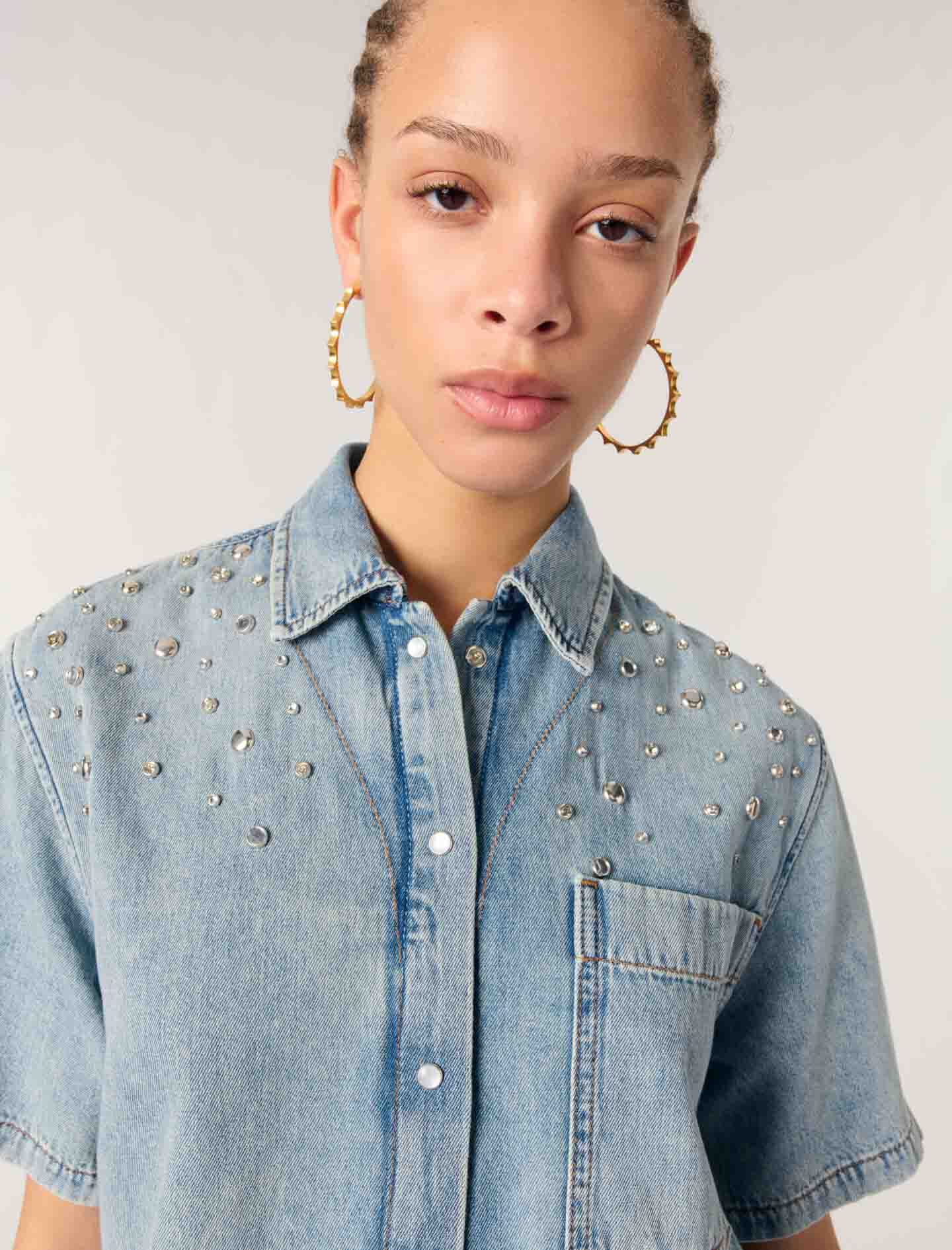 Studded denim shirt