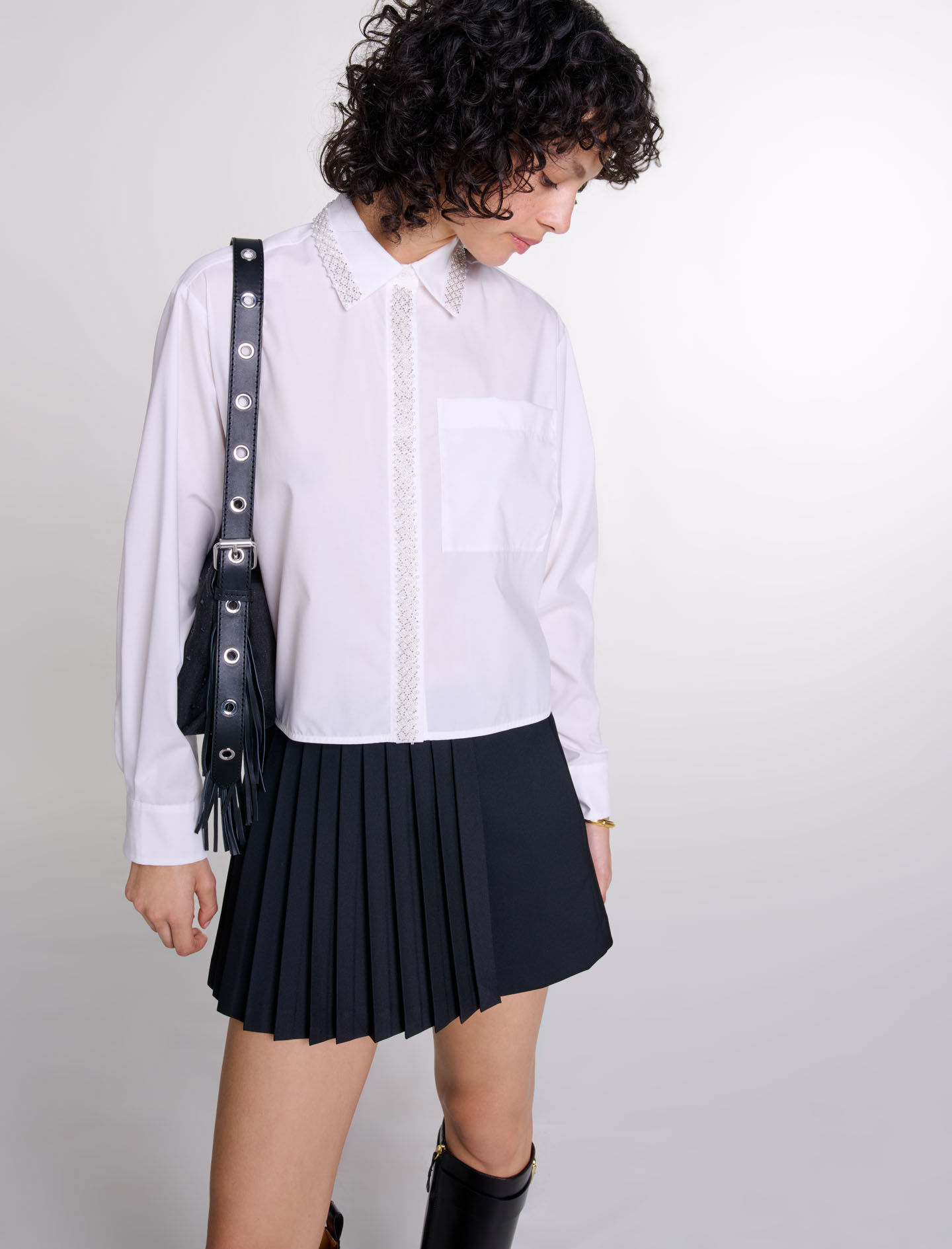 Beaded cropped shirt