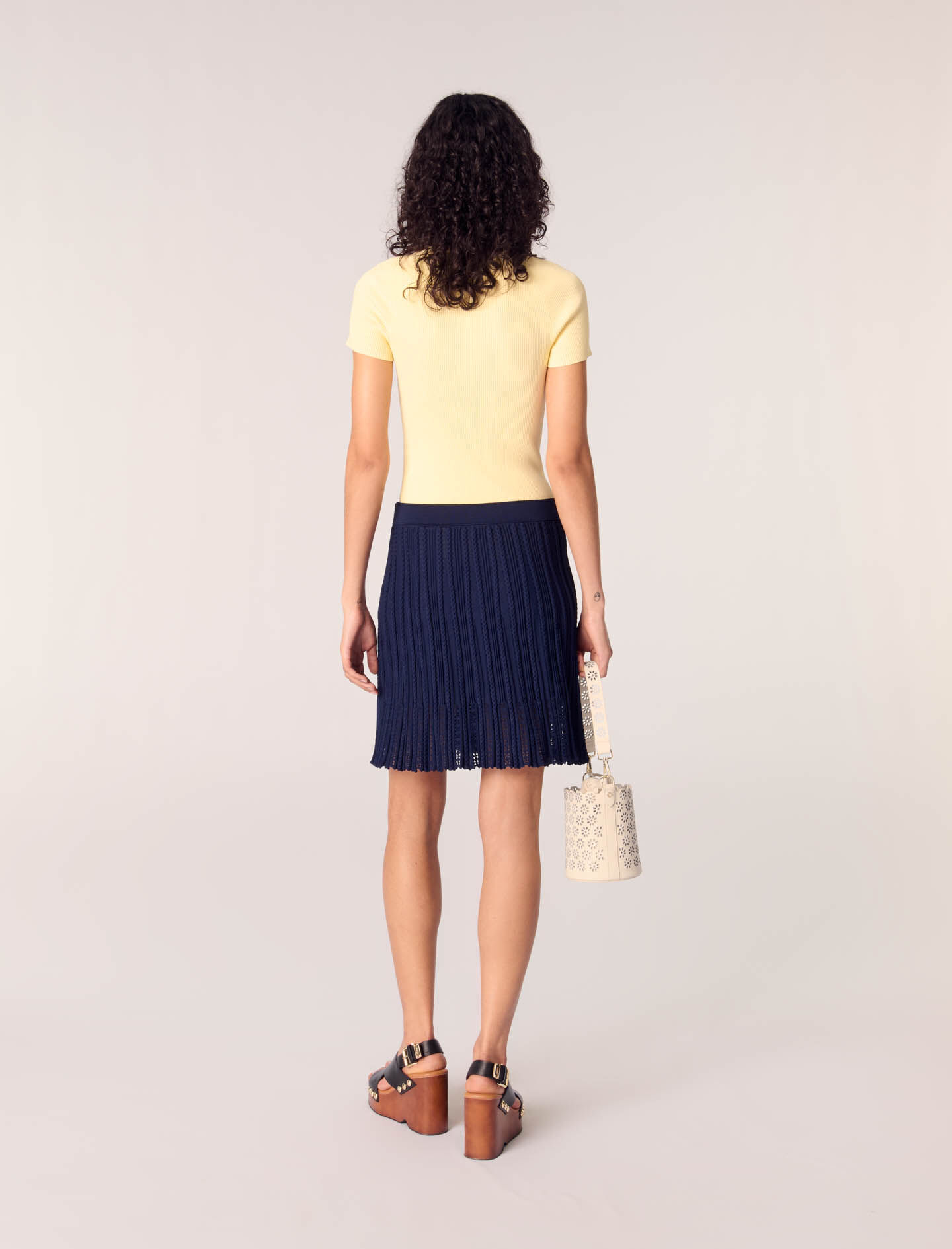Woven knit short skirt