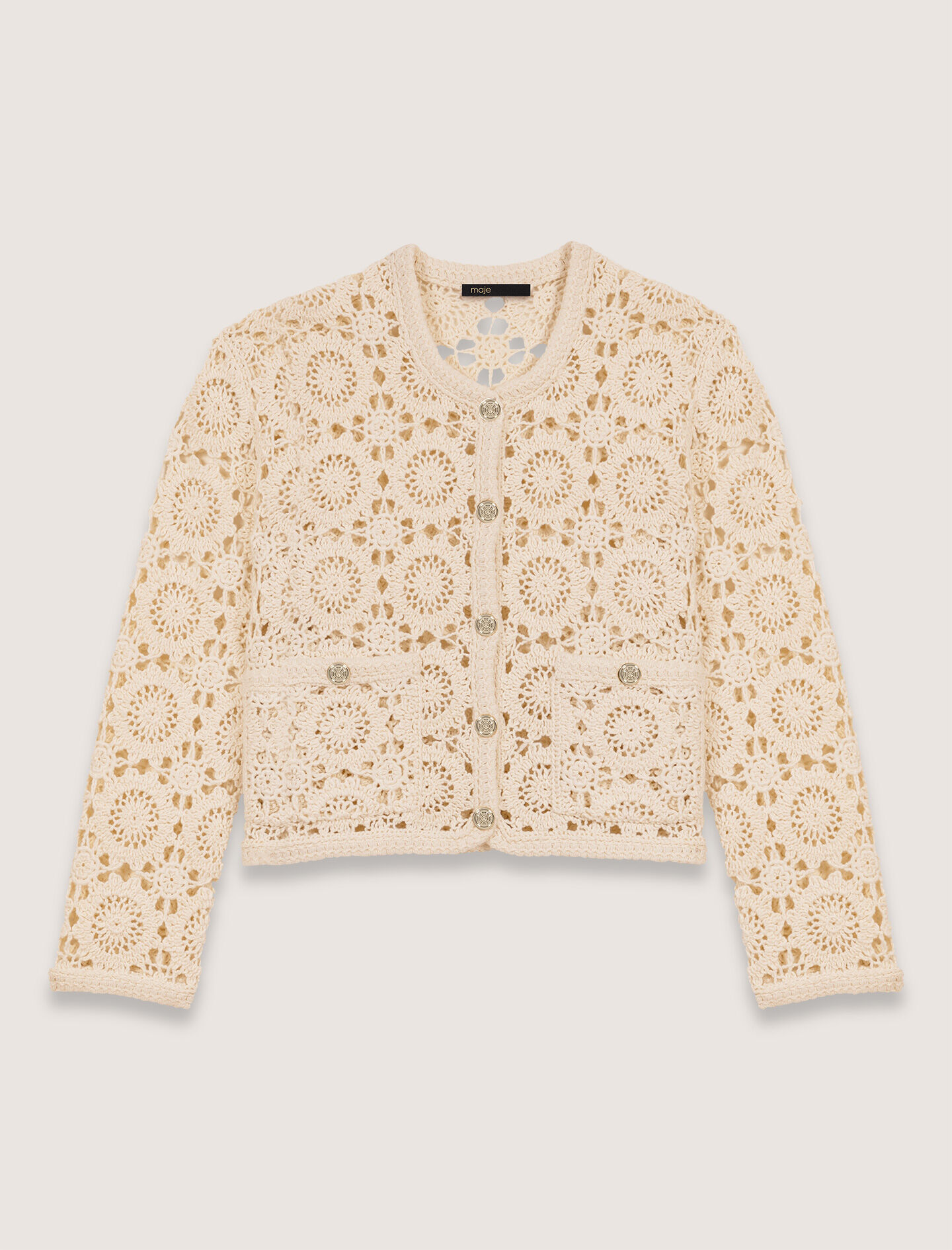 Crocheted cropped cardigan