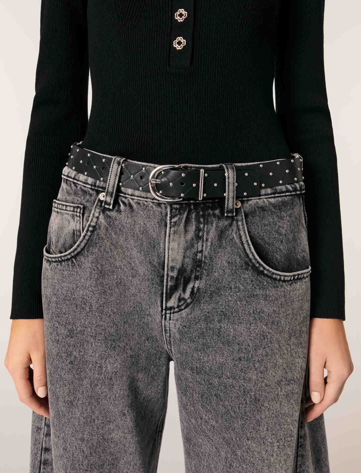 Low-neck rib knit jumper