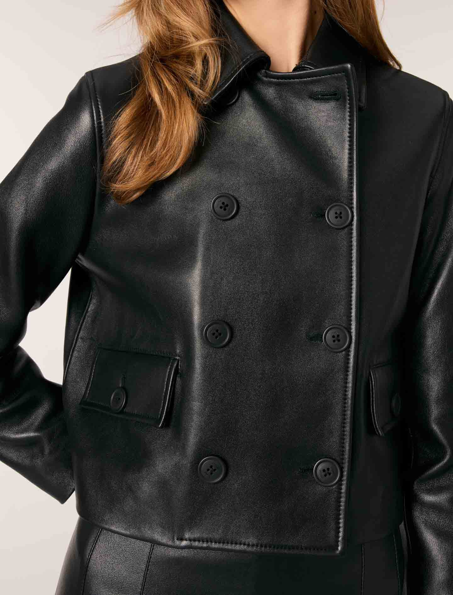 Cropped leather jacket