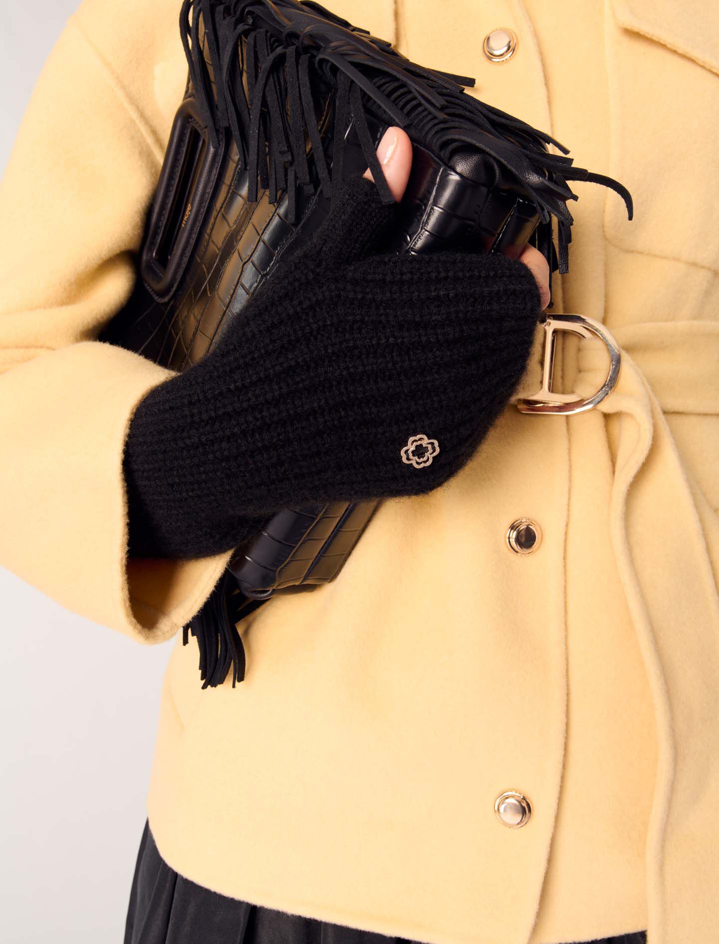 Short double-faced belted coat