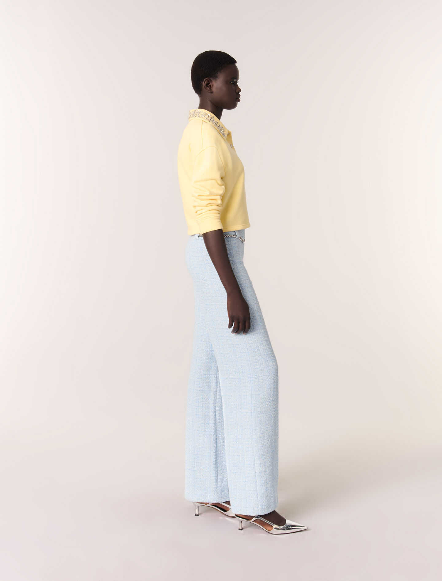 Tweed trousers with belt