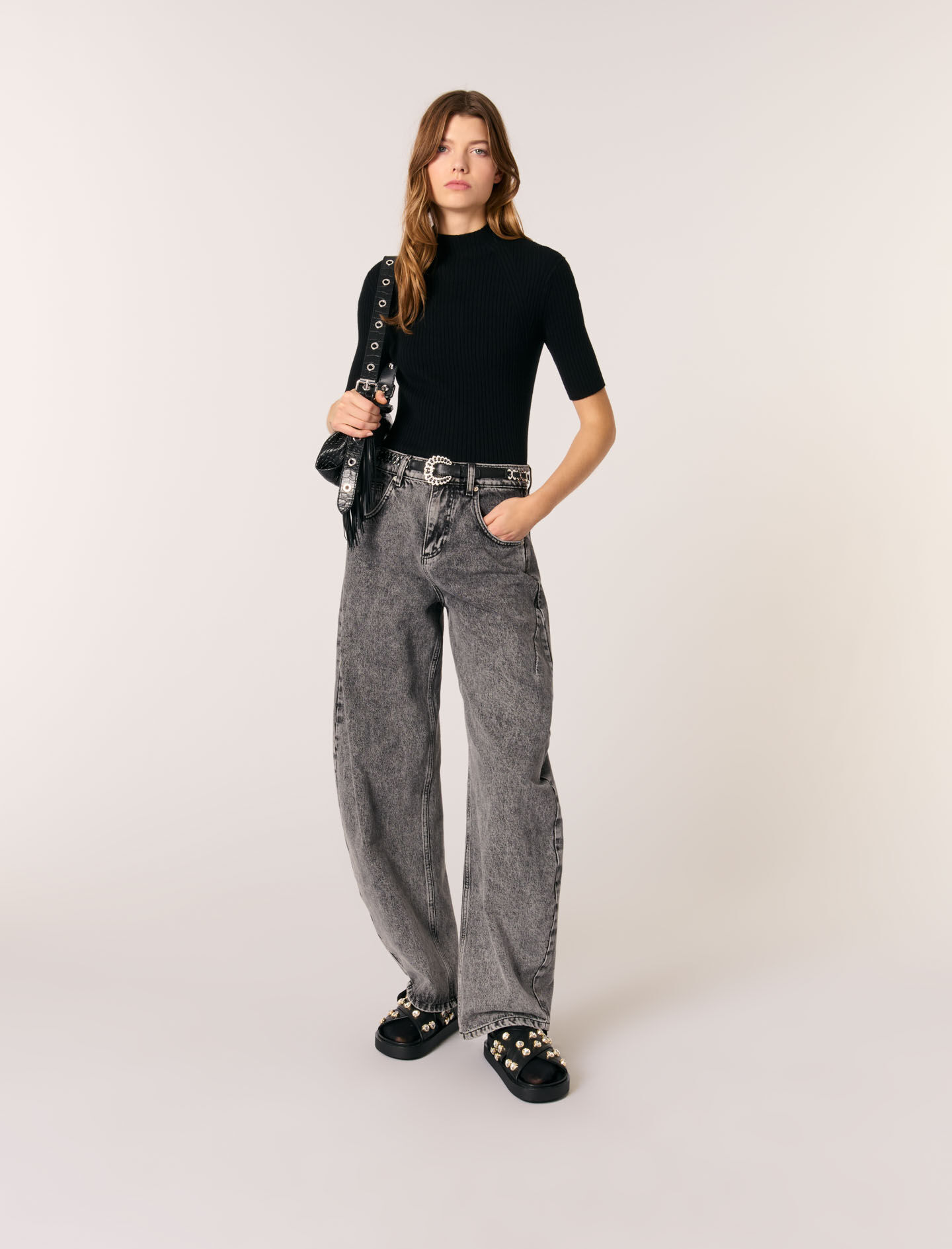 Cotton and silk ribbed top