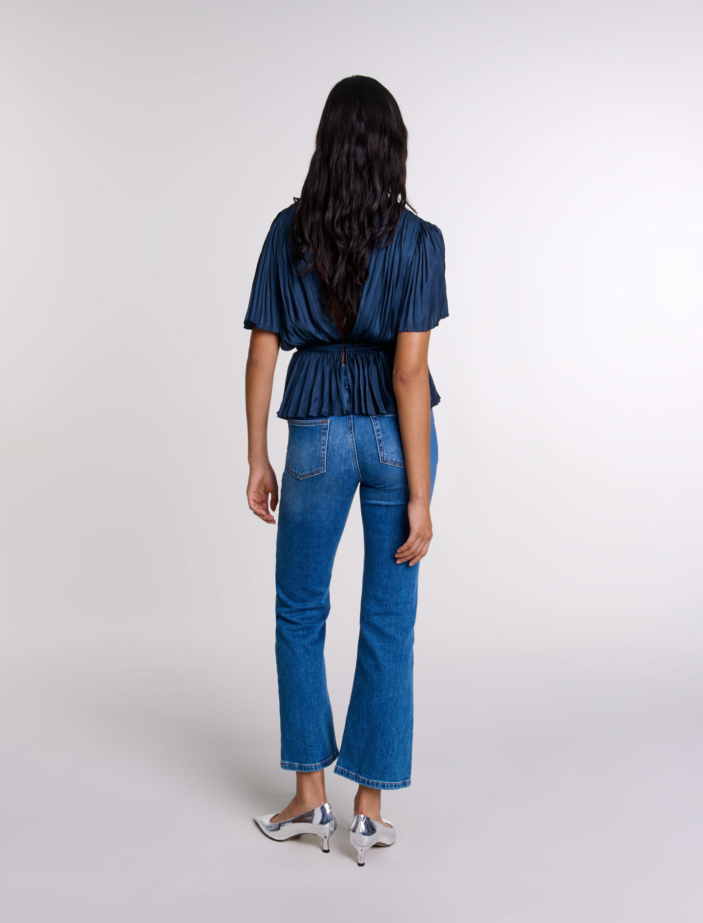 Pleated short-sleeved top