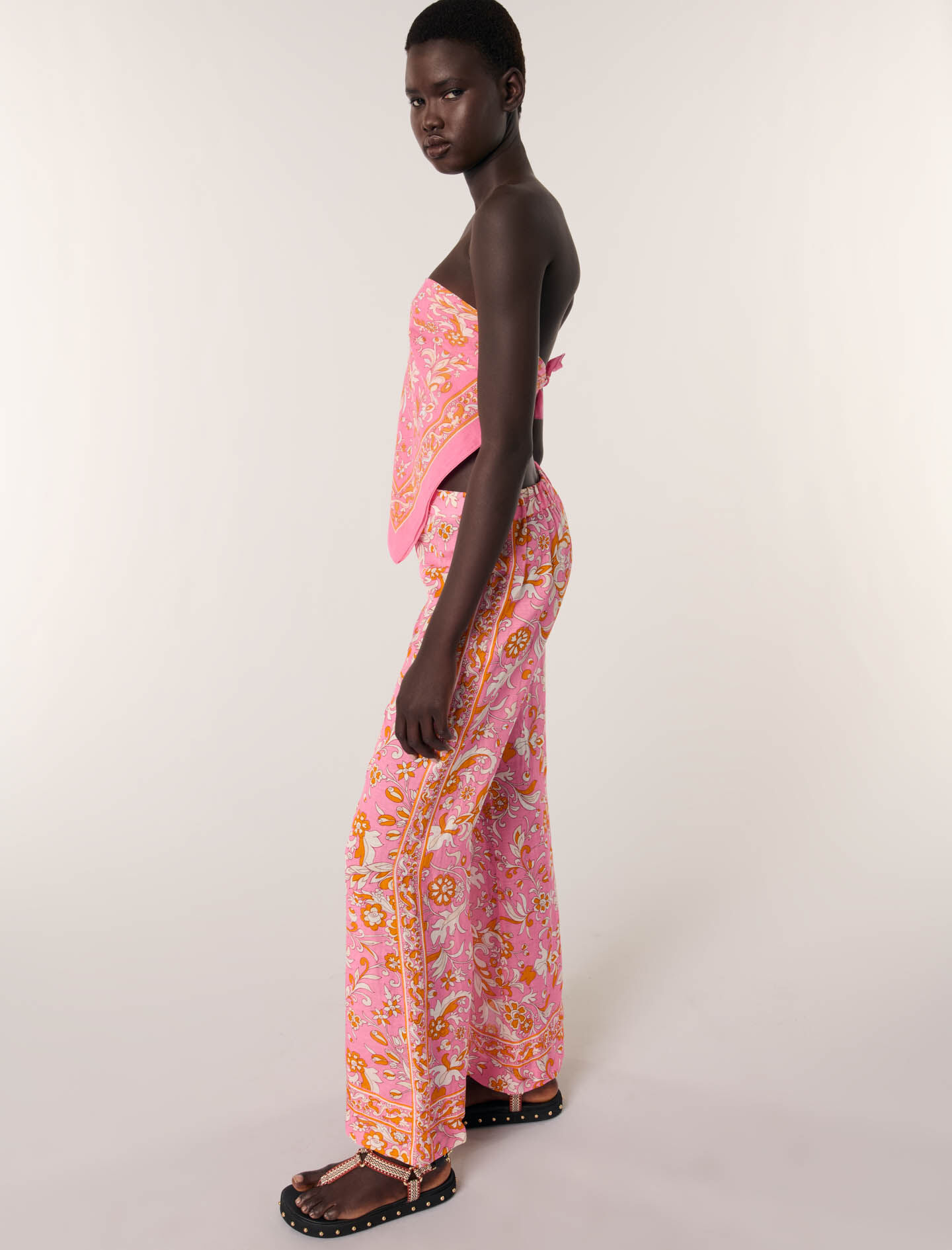 Patterned linen trousers