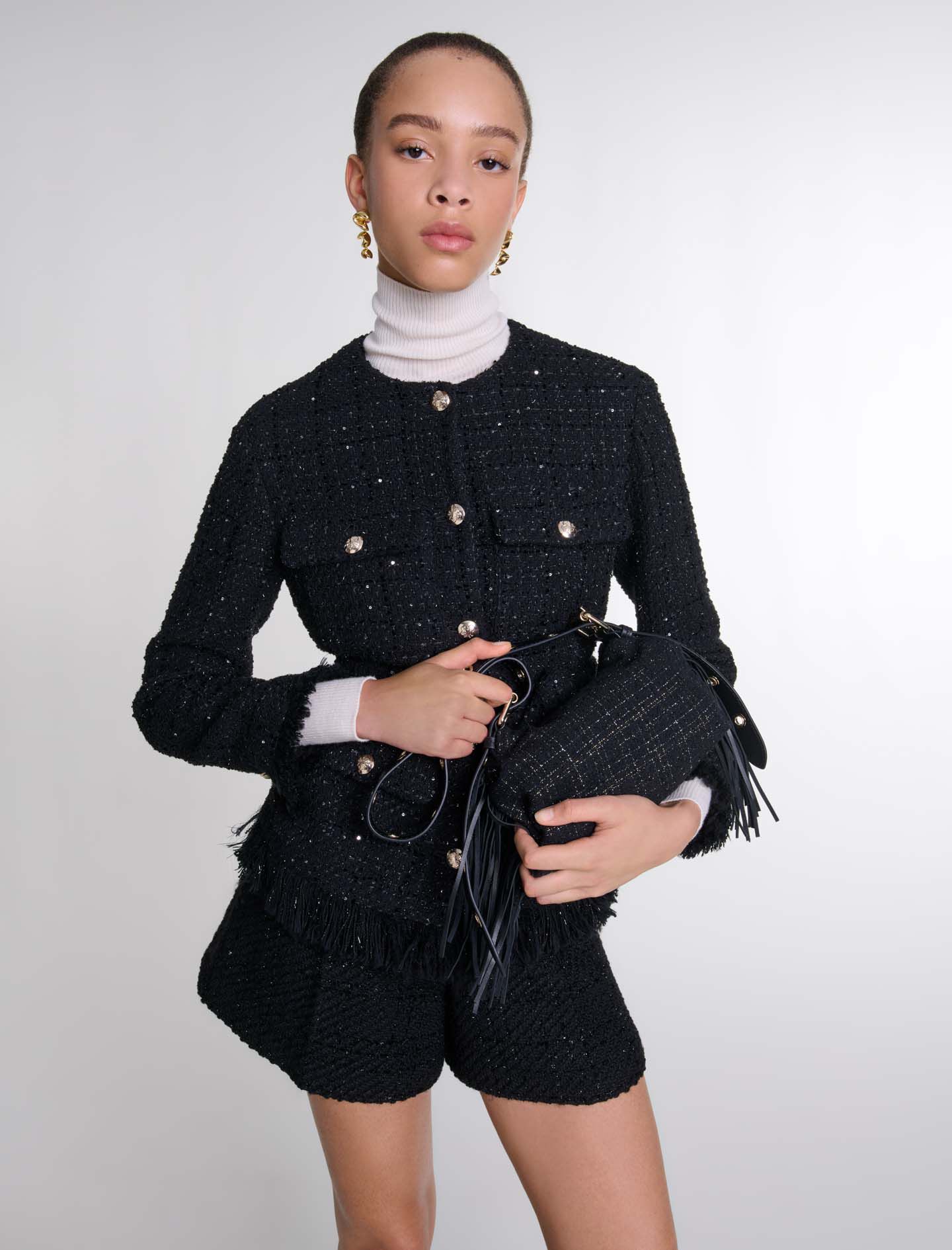 Sequinned tweed jacket