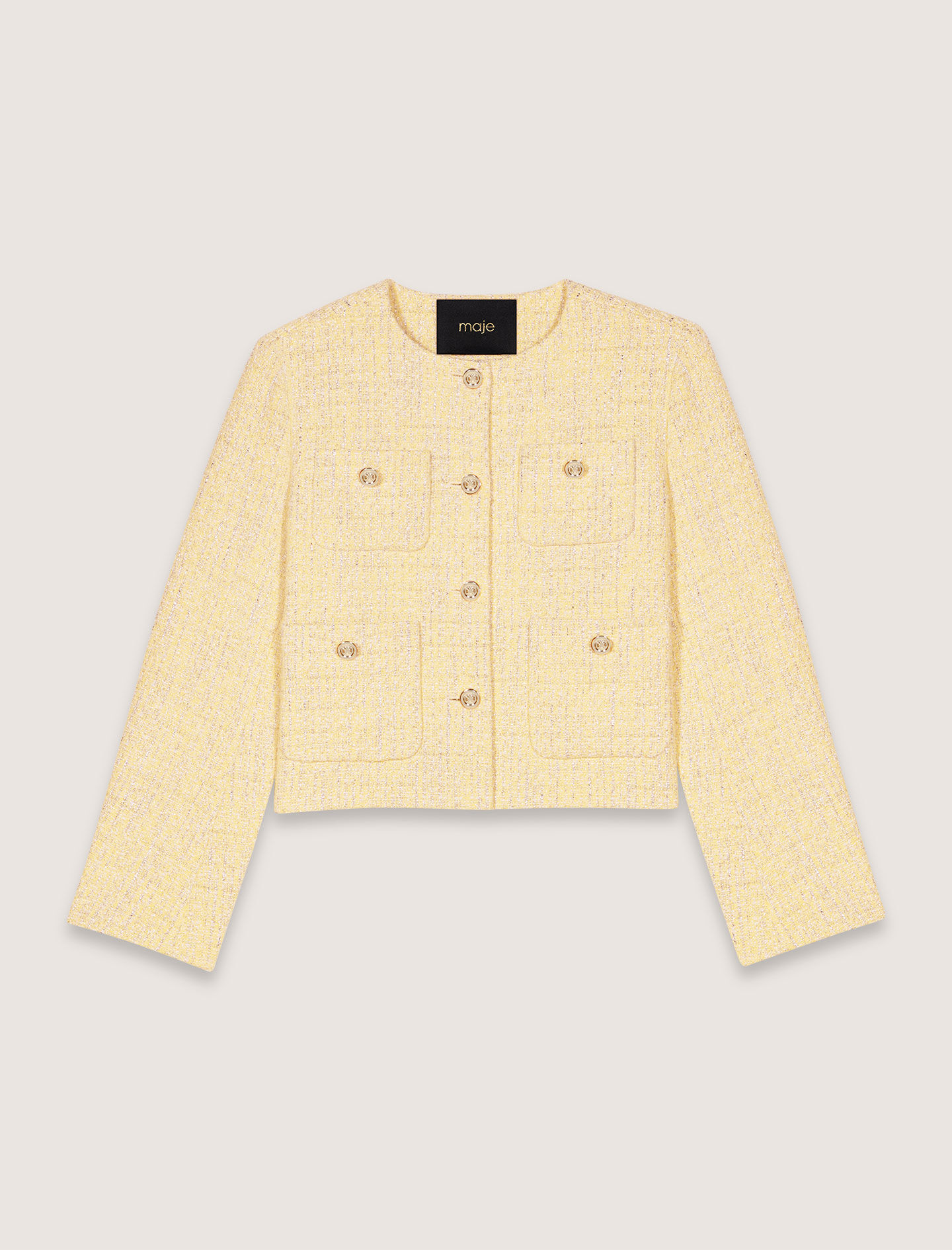 Short tweed and lurex jacket