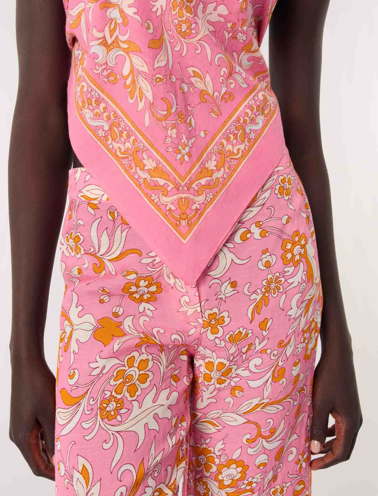 Patterned linen trousers