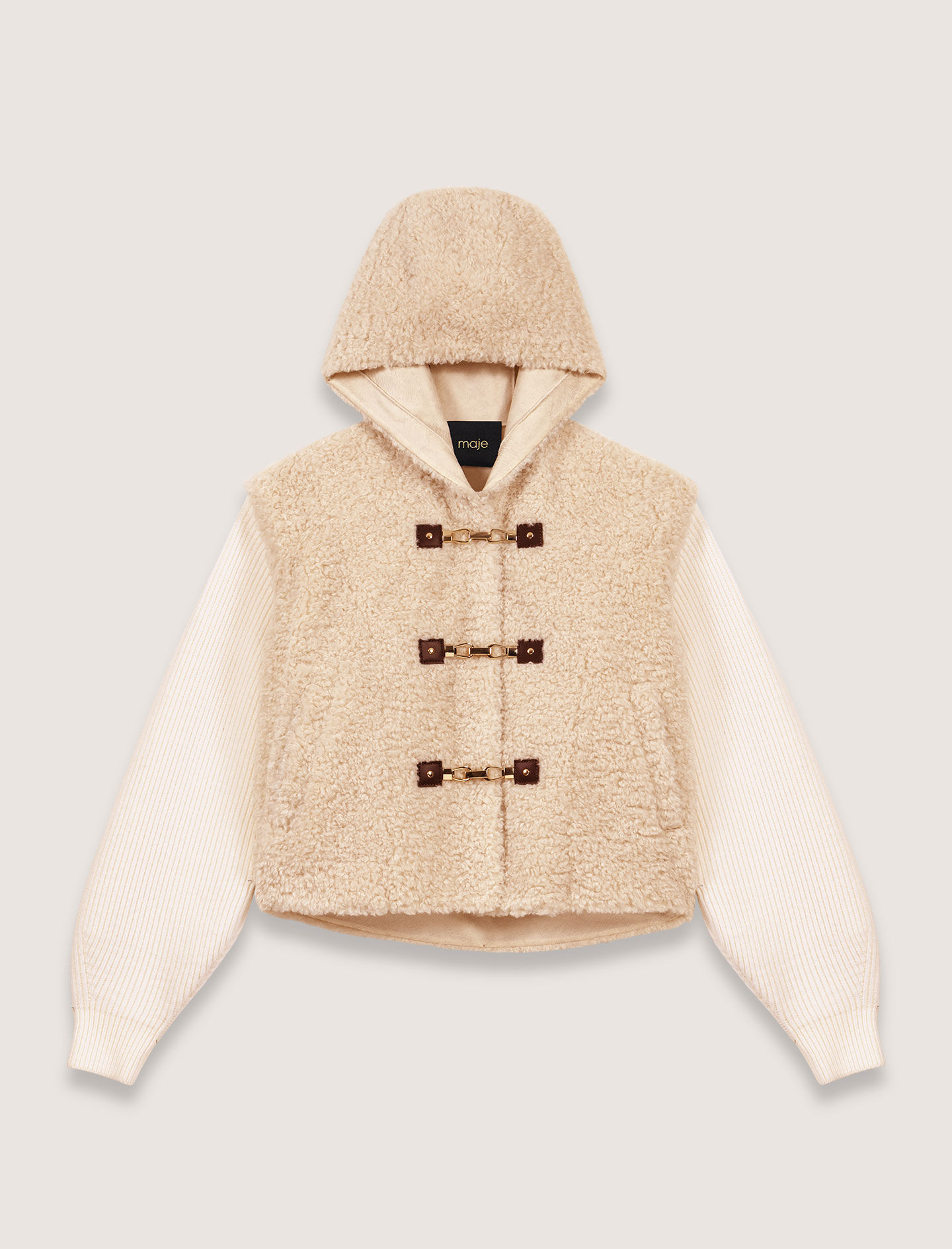 Dual-material faux fur jacket