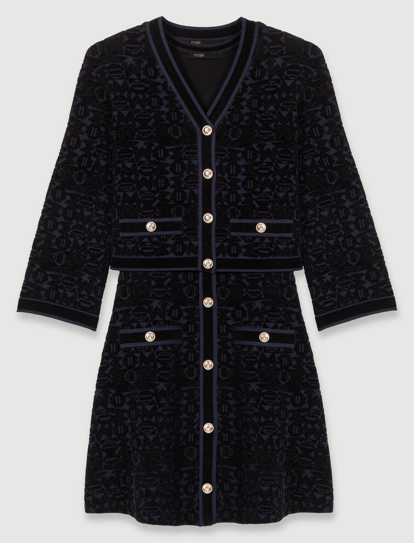 2-in-1 velvet knit dress