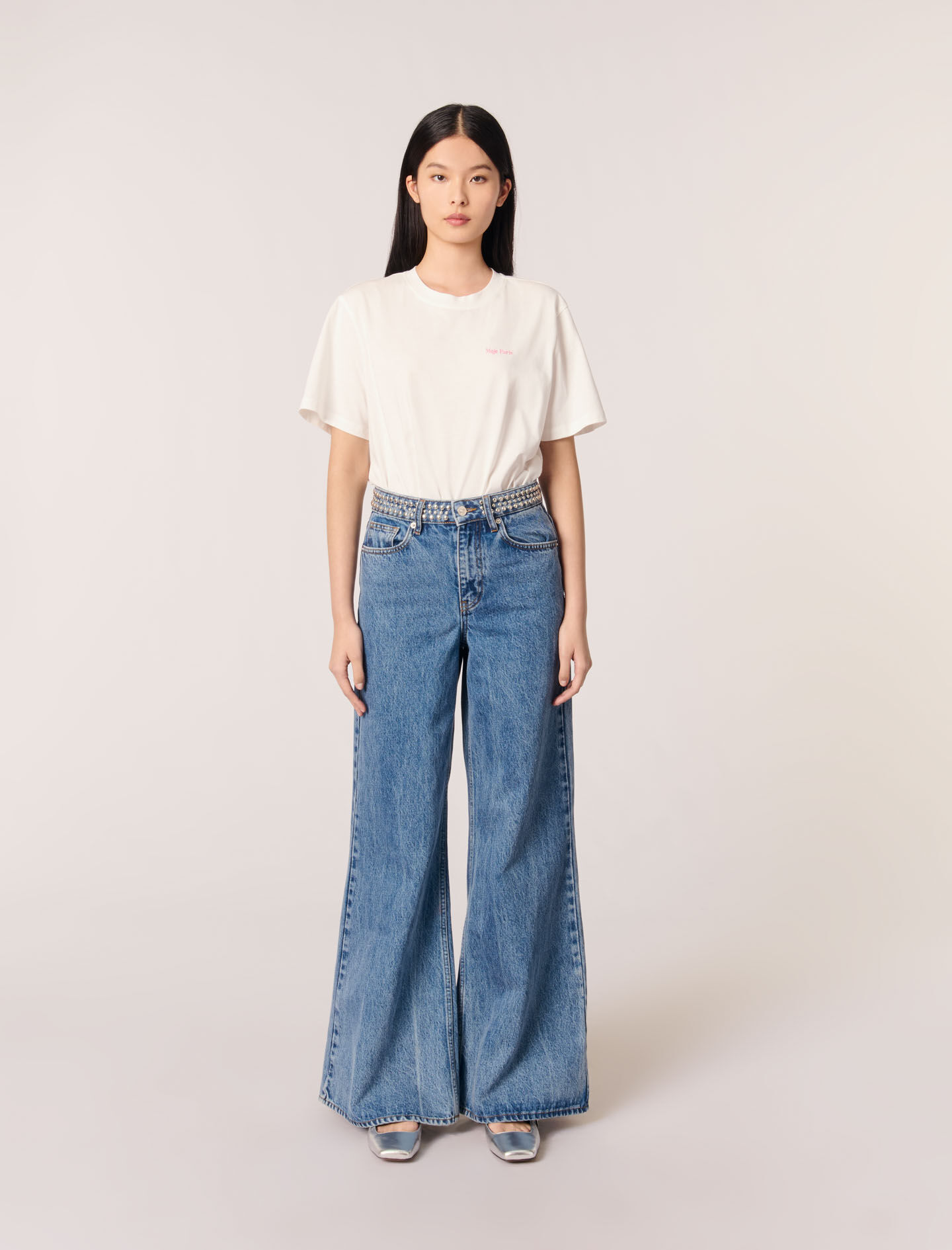 Flares jeans with studded waistband