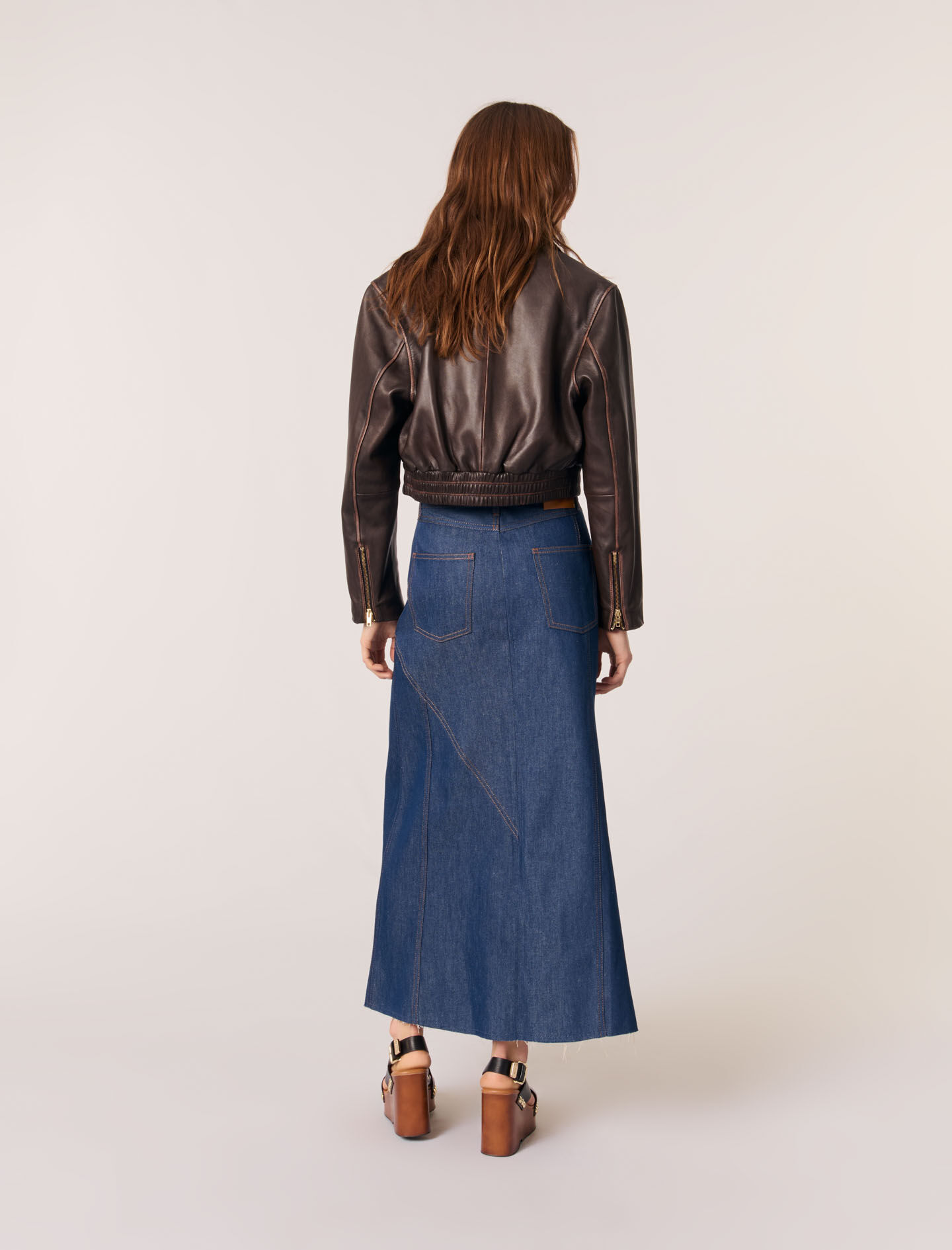 Long denim skirt