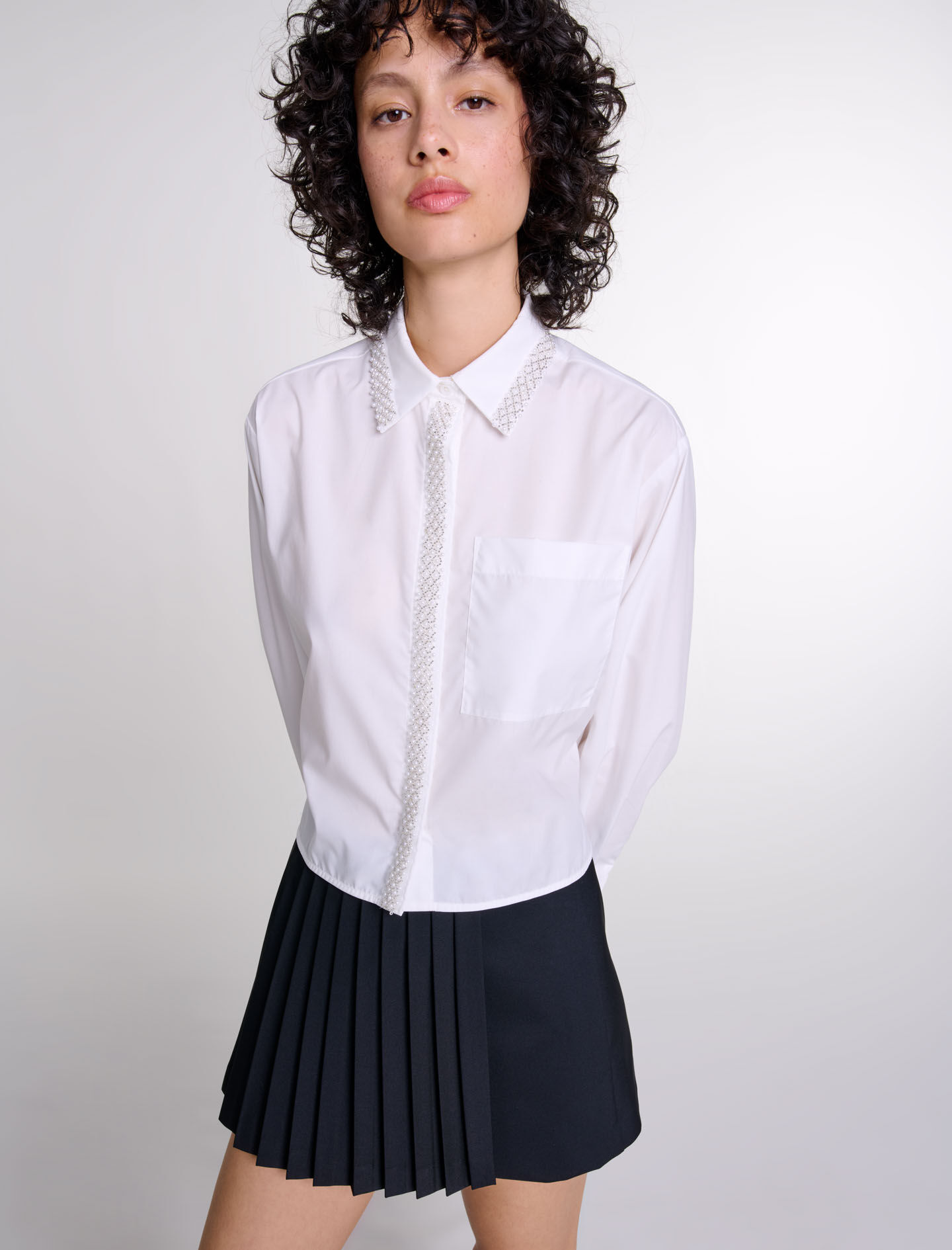 Beaded cropped shirt