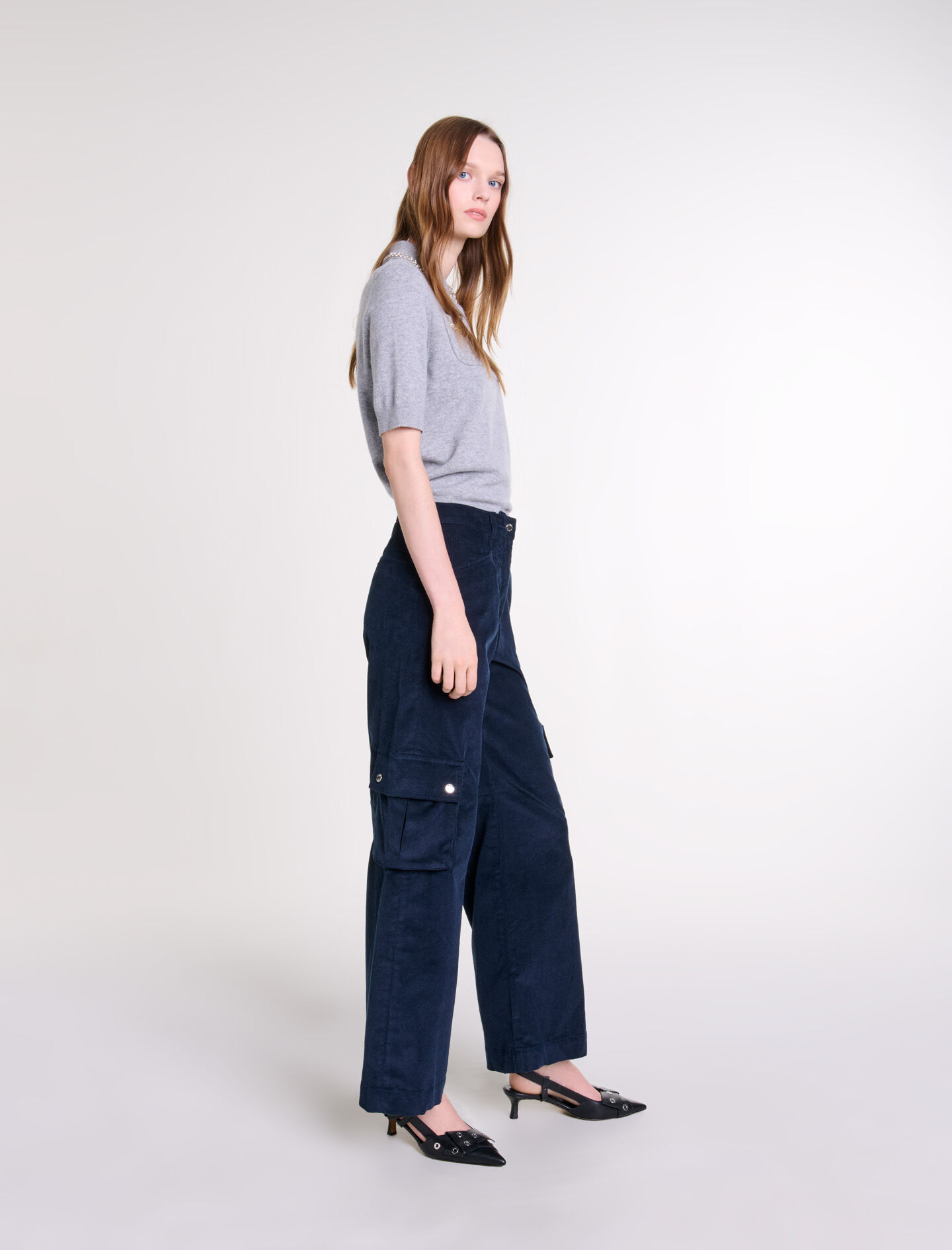 Velour cargo trousers
