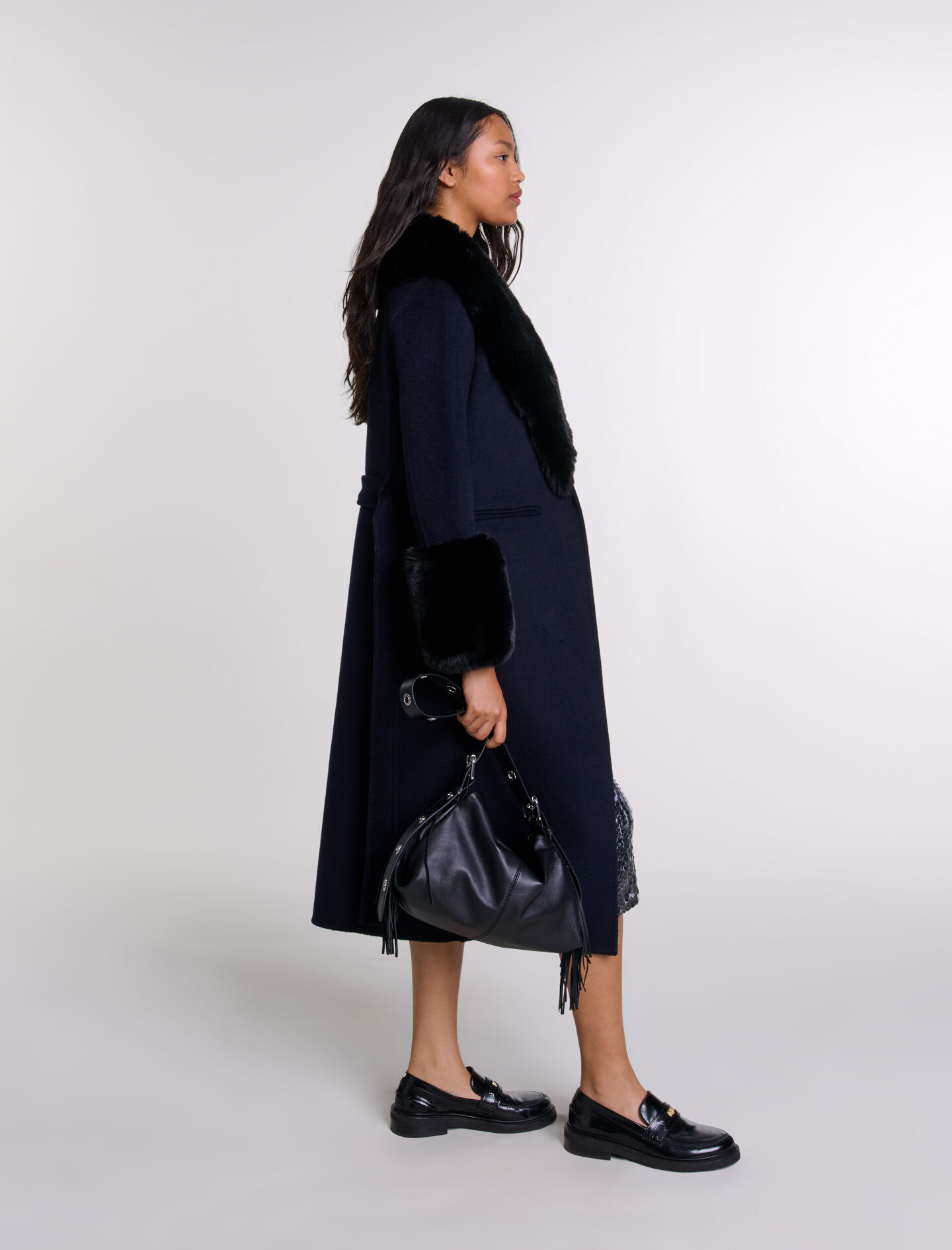 Double-faced faux fur coat