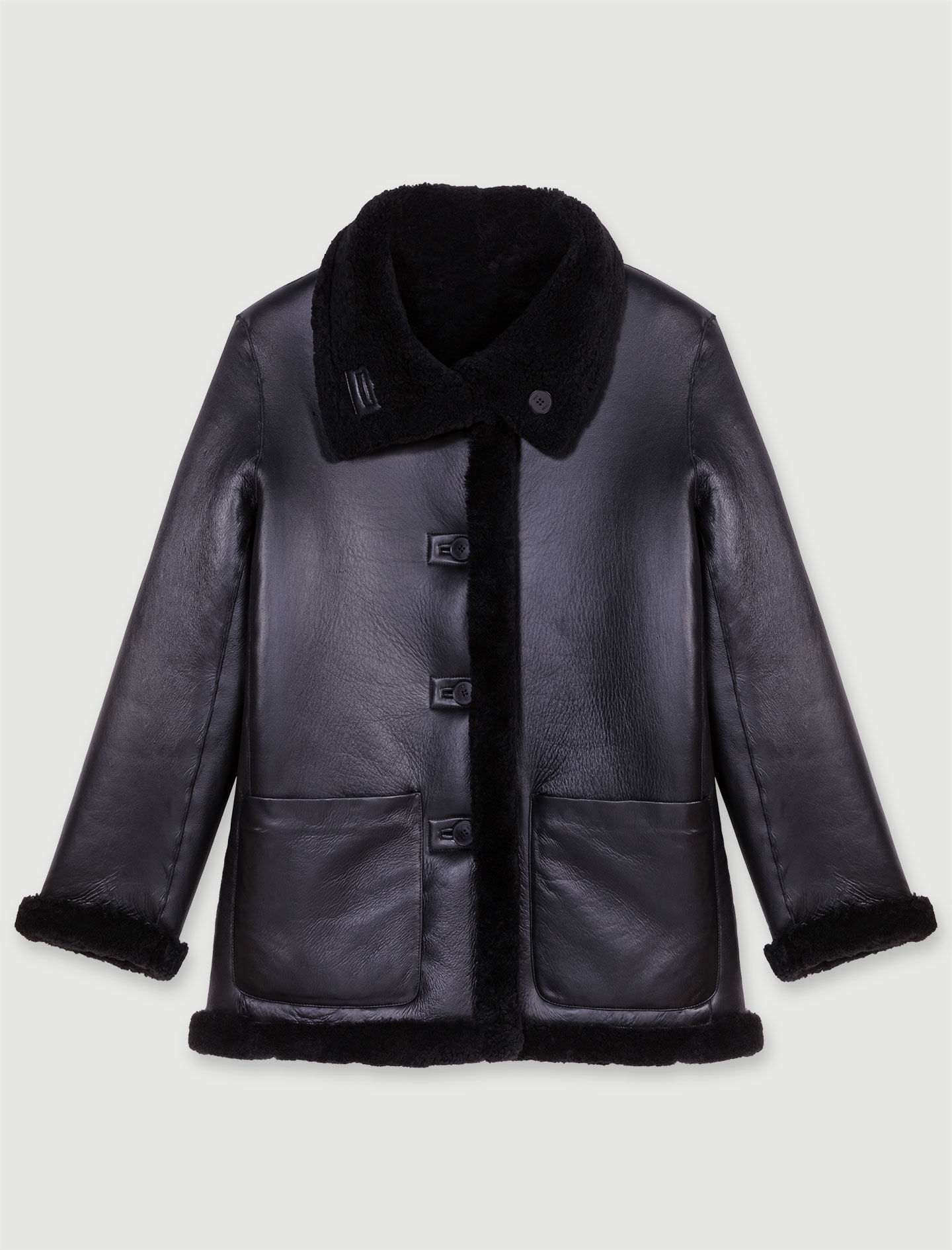 Reversible leather coat