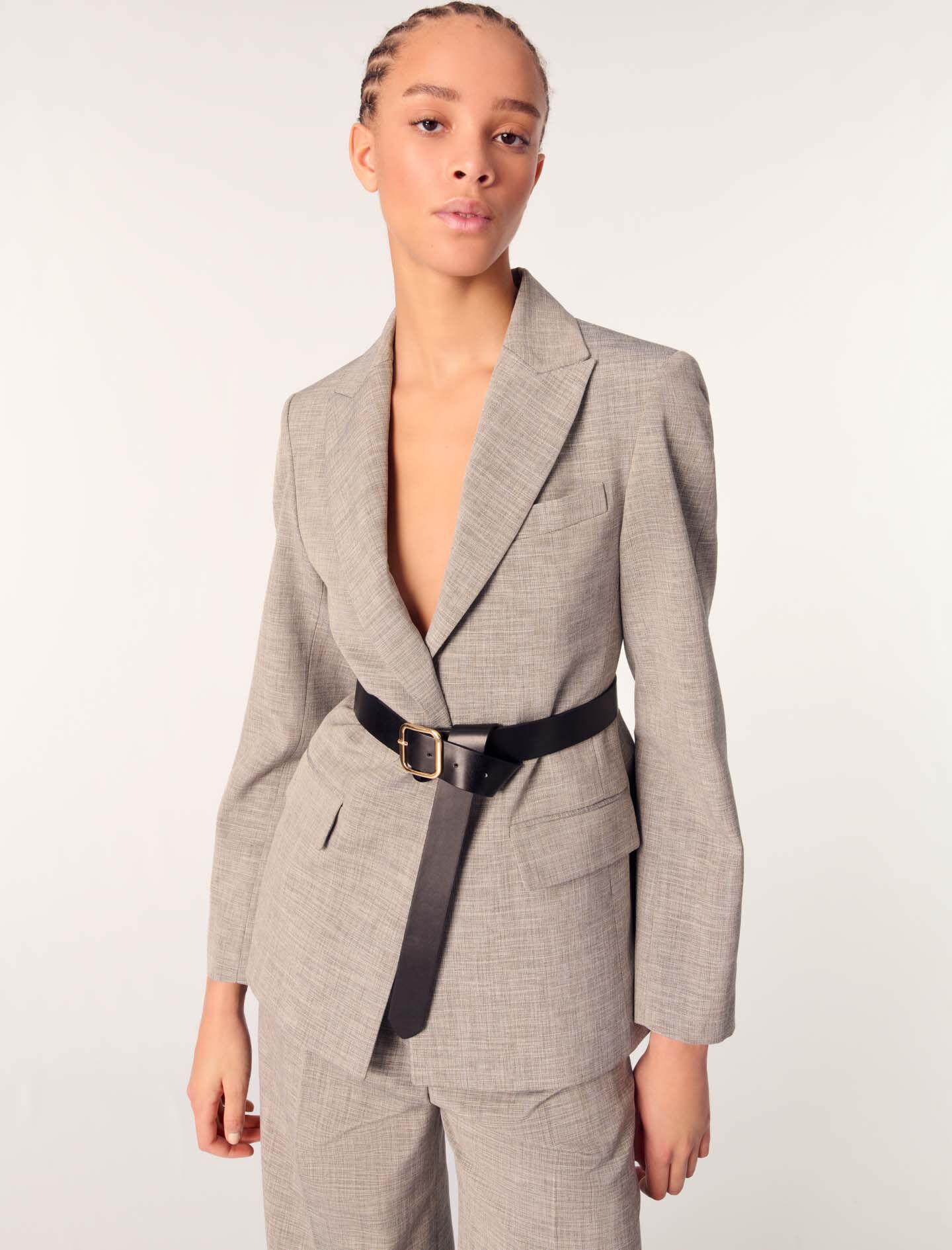 Belted suit jacket