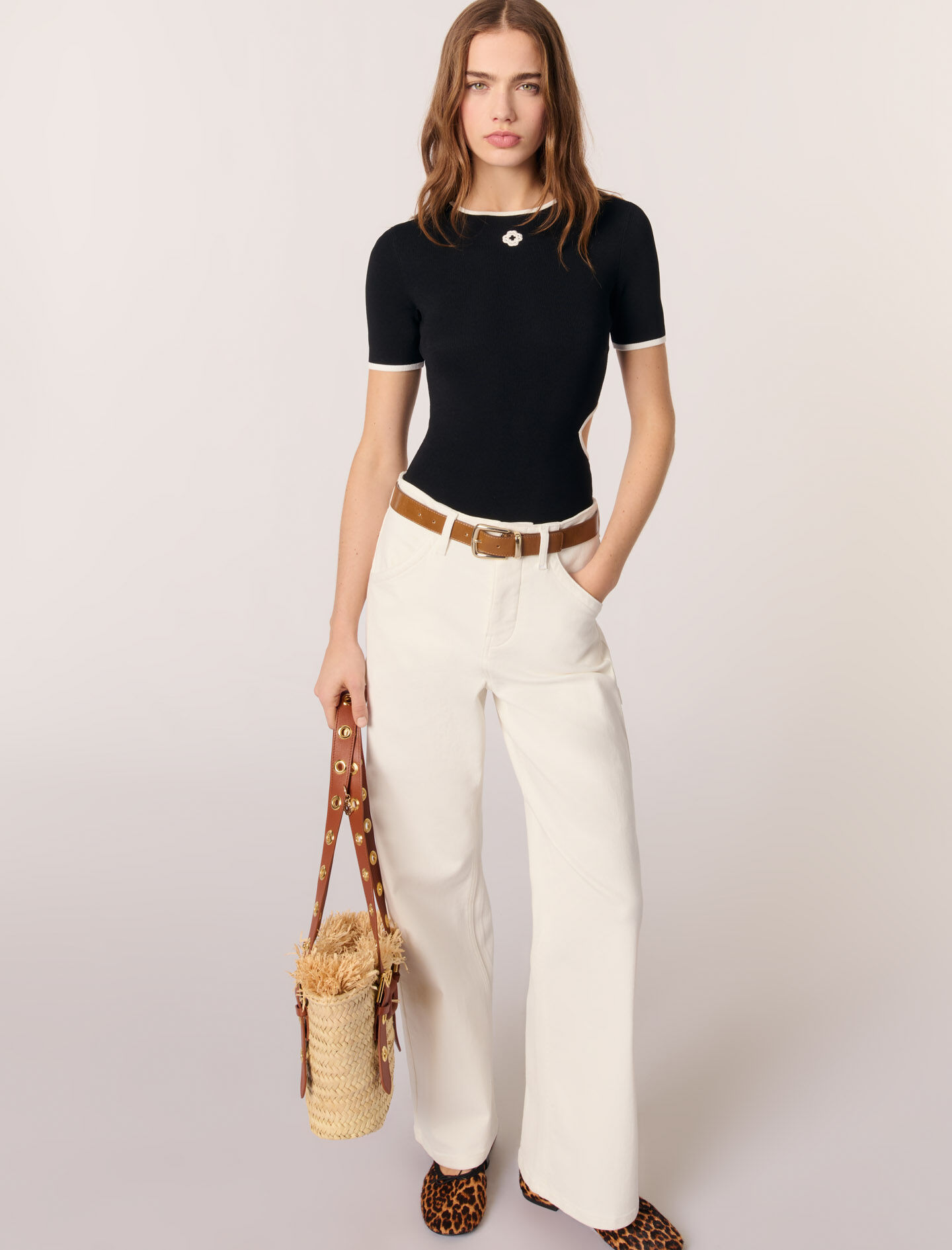 Openwork knit bodysuit