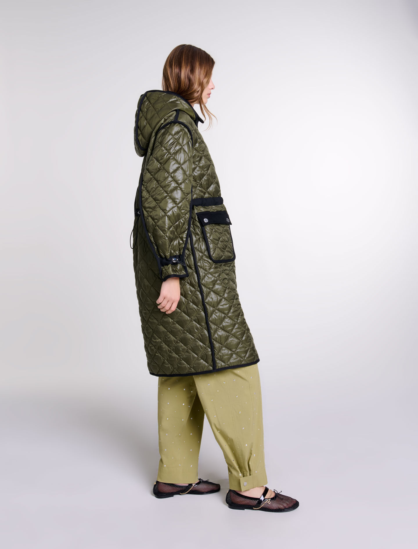 Contrast quilted puffer jacket