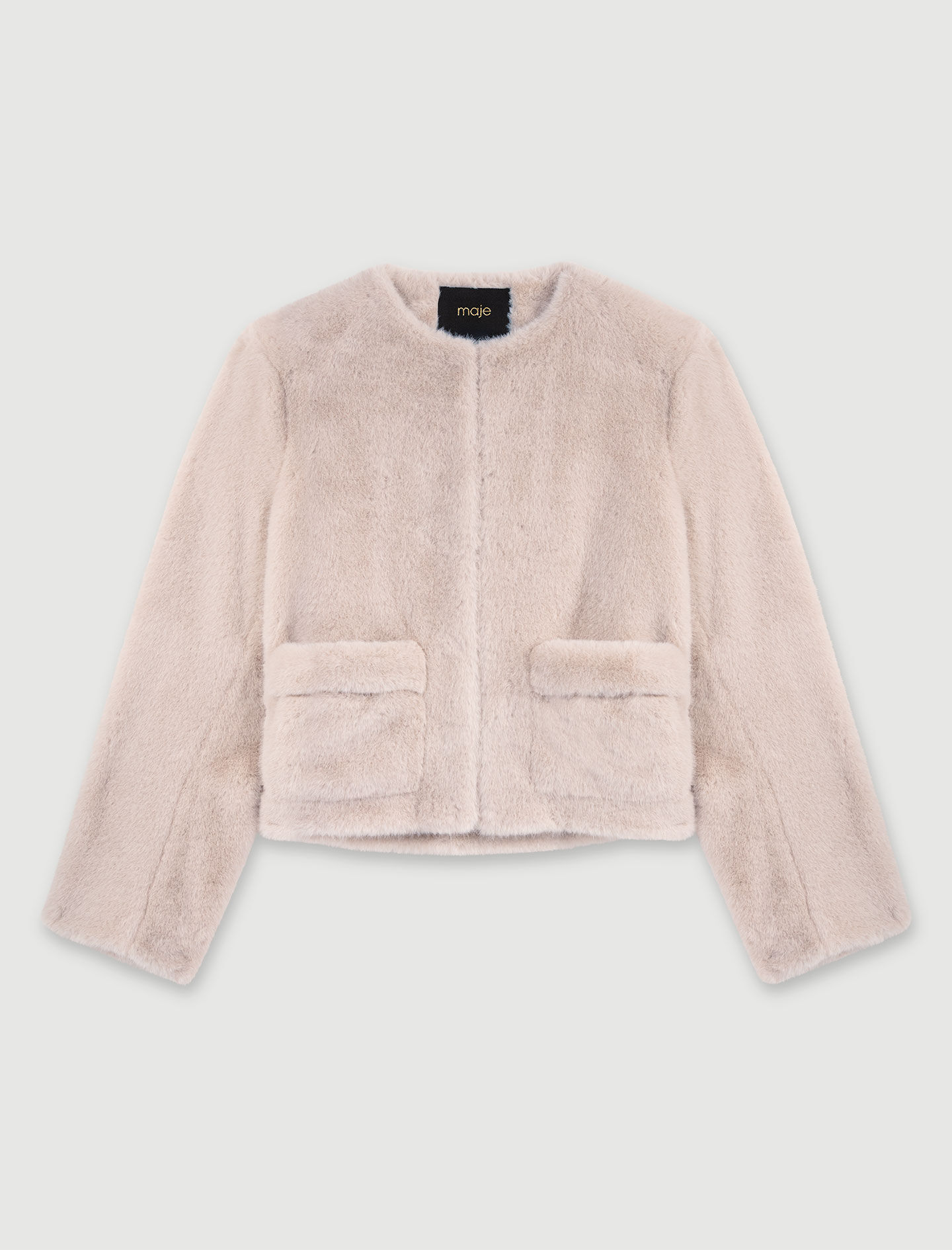 Cropped faux fur jacket