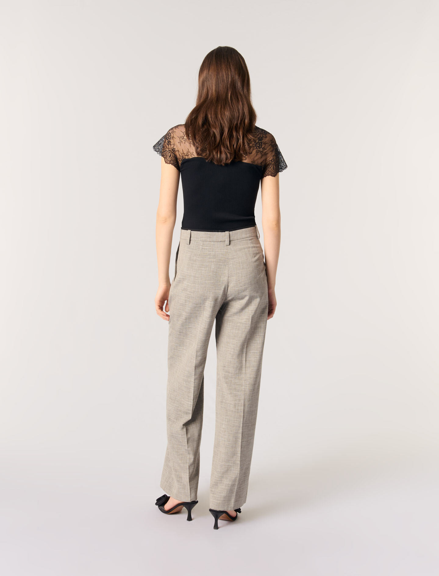 Jersey top with lace trim