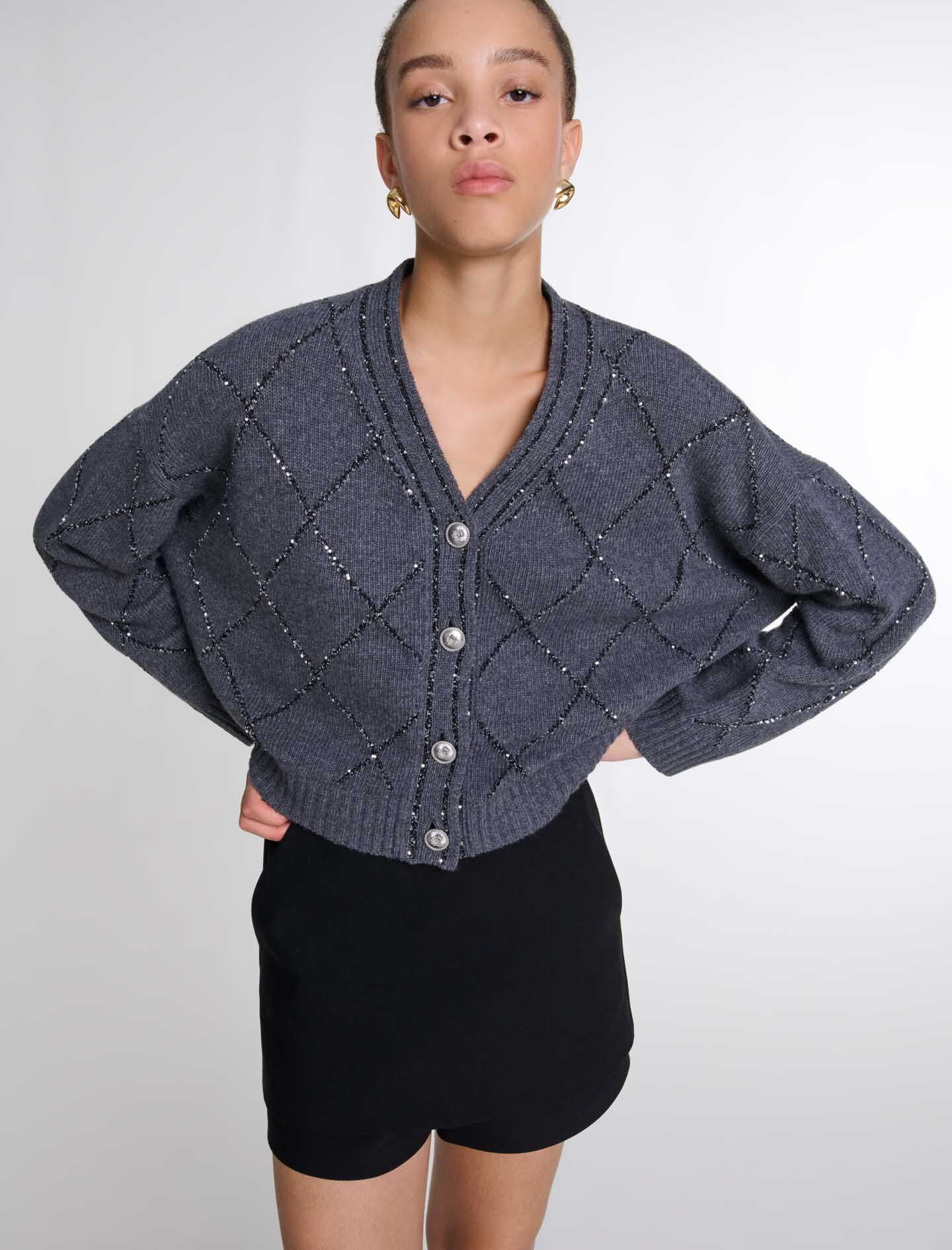 Sequin knit cardigan