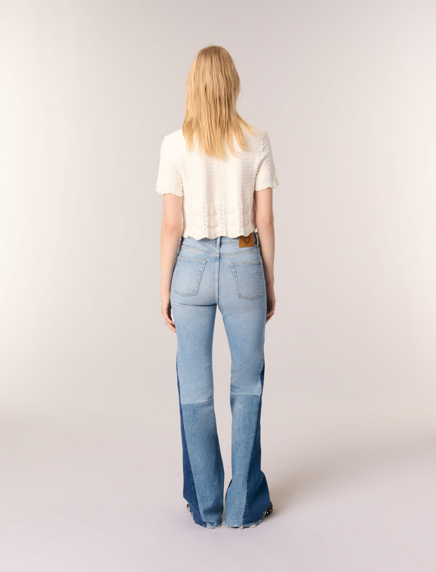 Beaded pointelle knit cardigan