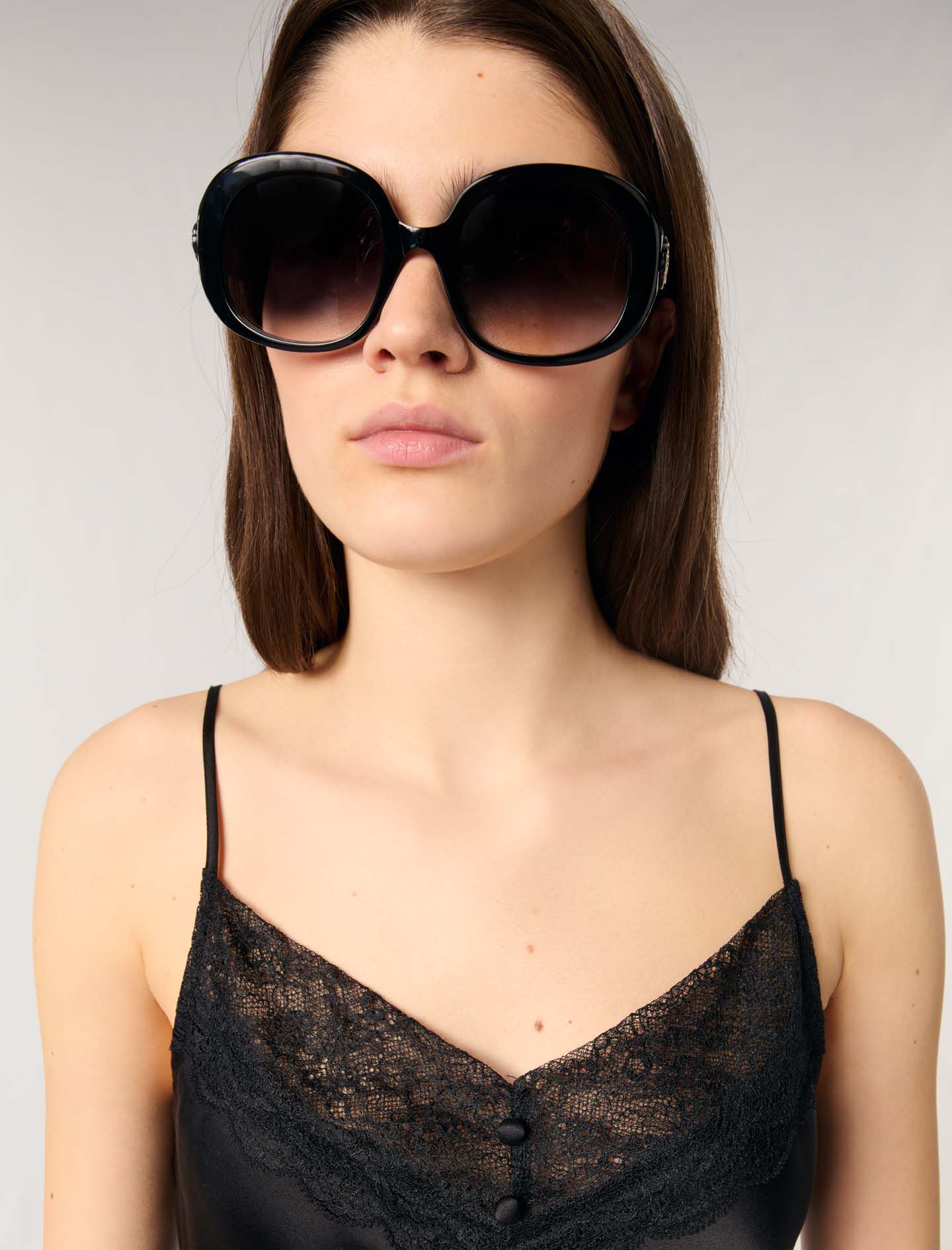 Silk satin and lace top