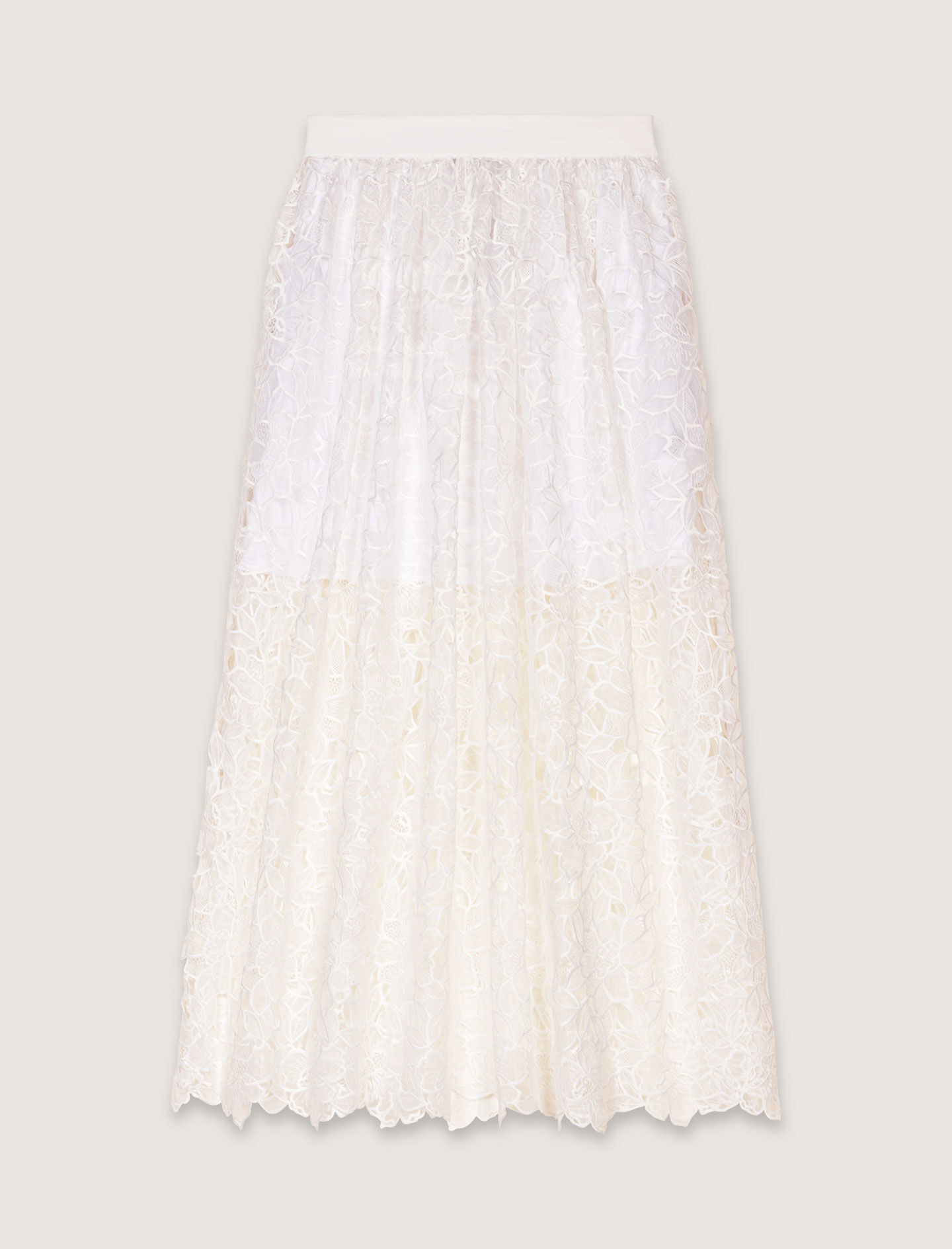 Floral guipure maxi skirt