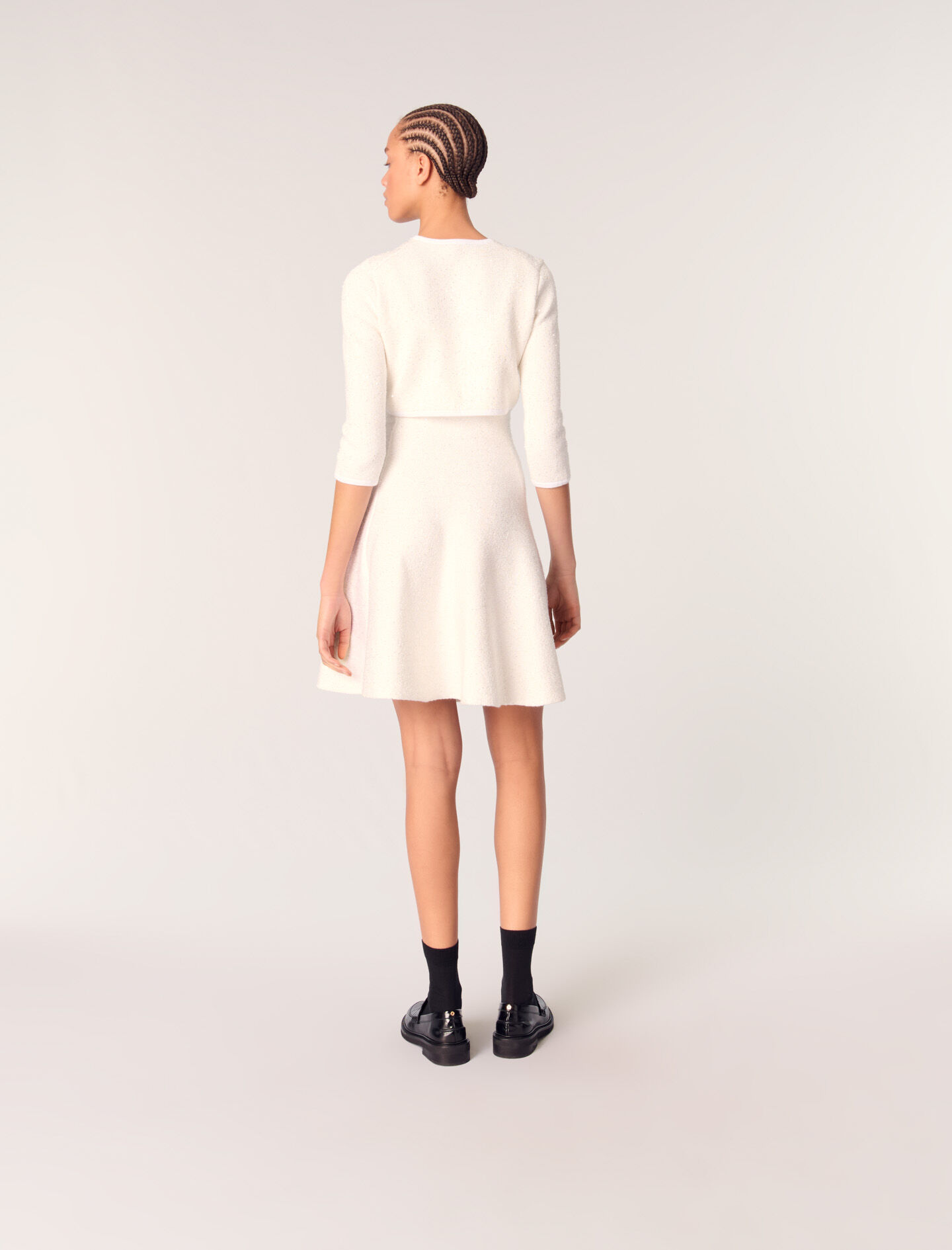 Cropped cardigan with rhinestones