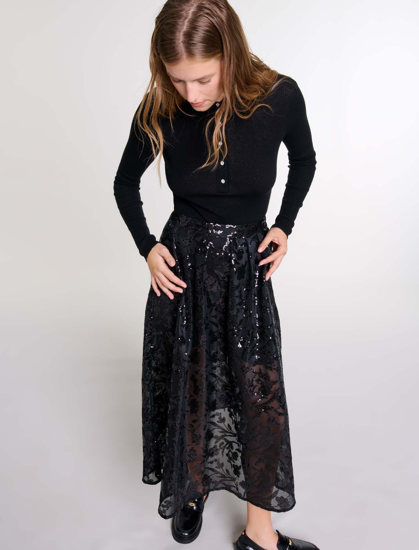 Sequin maxi skirt